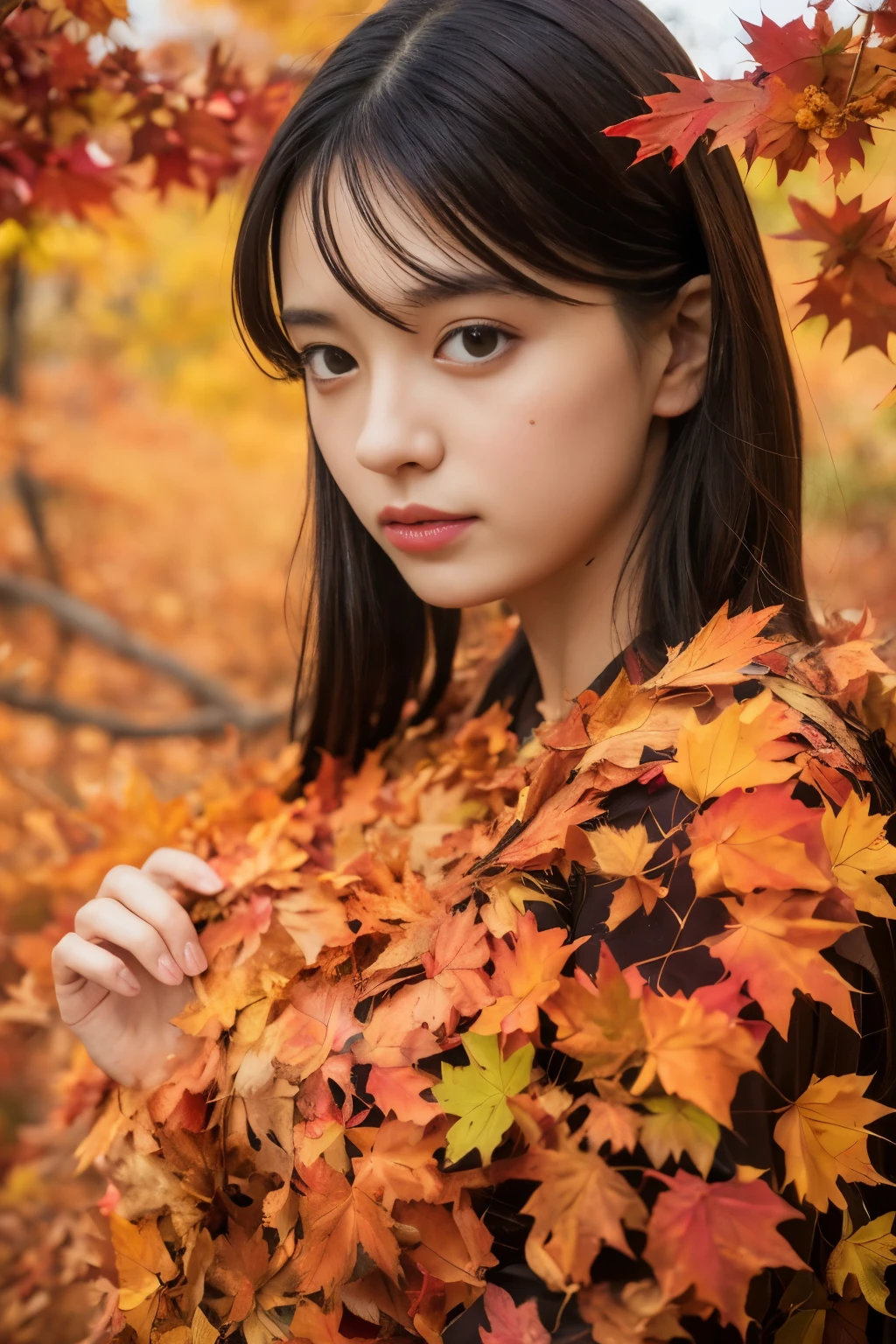 (8K、highest quality、masterpiece、Super high resolution:1.2) (Paul Rubens and Rebecca Guay style:1.1) (Autumn foliage:1.4) Photos of beautiful Japan women