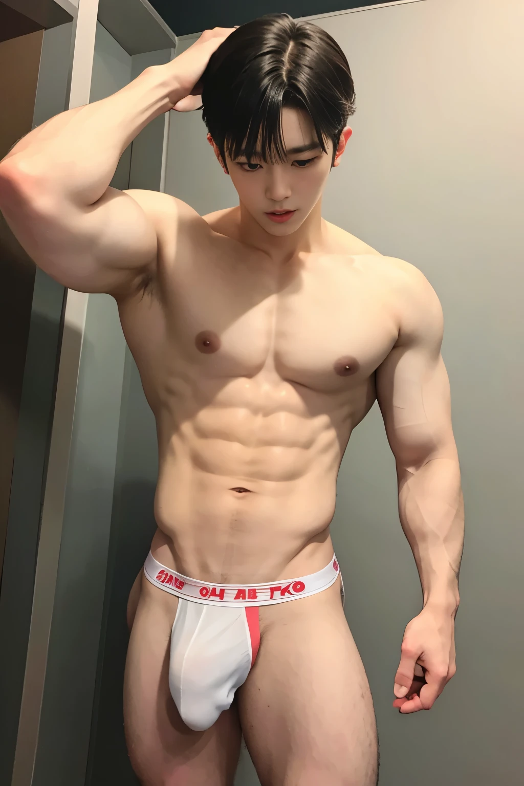 HOMEM COREANO, twink boy, PEITO MUSCULAR, volume na cueca, bulge, grande,