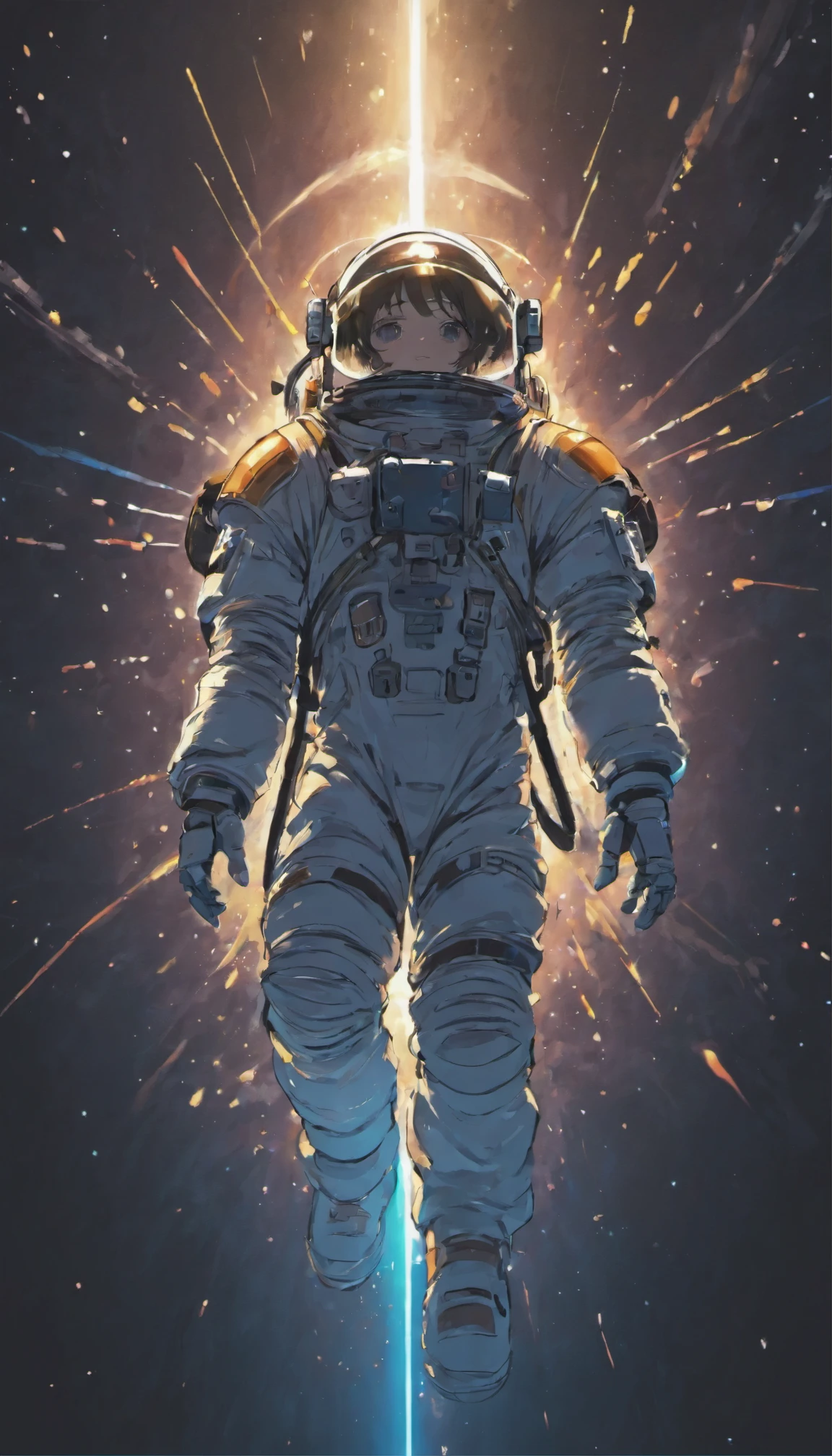 astronaut wandering in space, black background