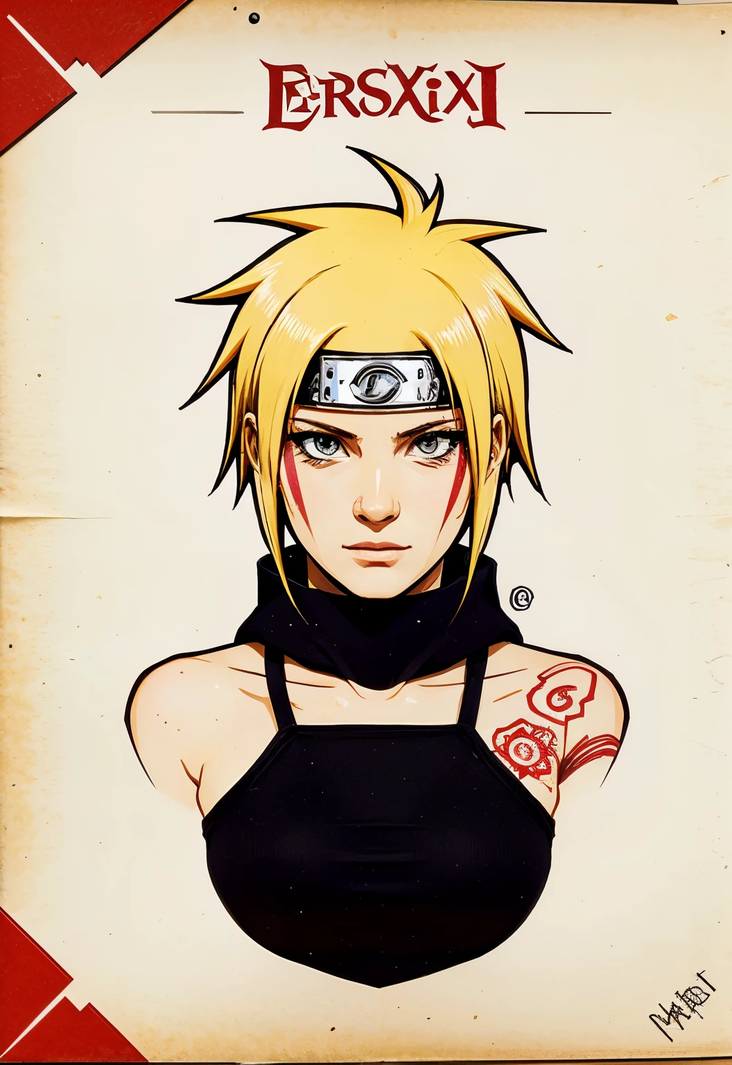 logotipo con la siguiente frase 'maxi.tattoo.art' anime style typography "naruto"