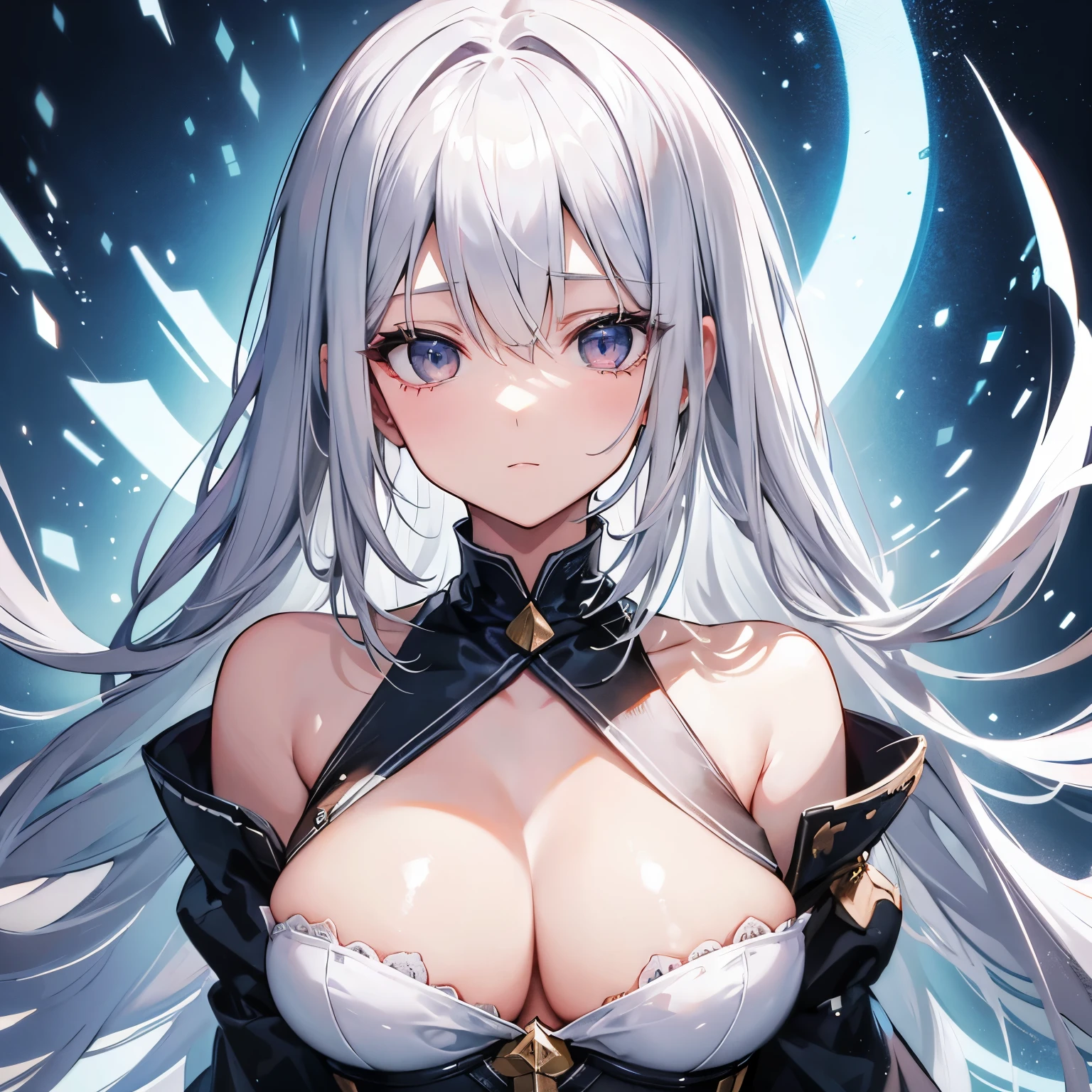 silver hair big breasts droopy eyes