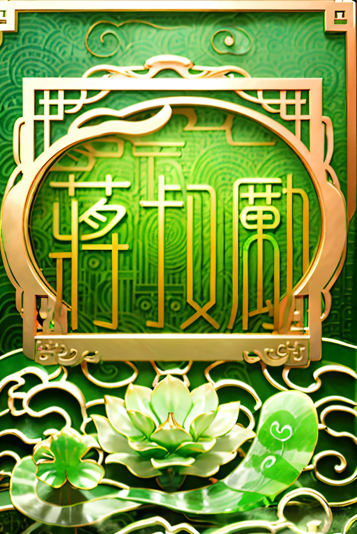 (Yellow theme),(jade carving:1.5), (Chinese cloud pattern:1.2), (Lotus:1.5, Sunflower), wooden base,(Oriental elements, Chinese colors, senior color matching), (super delicate:1.2, lose focus:1.2, fantastic:1.2, magical light effect:1.2), Masterpiece, three-dimensional,super rich,super detailed,8k,gold,gold line,jade, 3ddianshang\(style\)