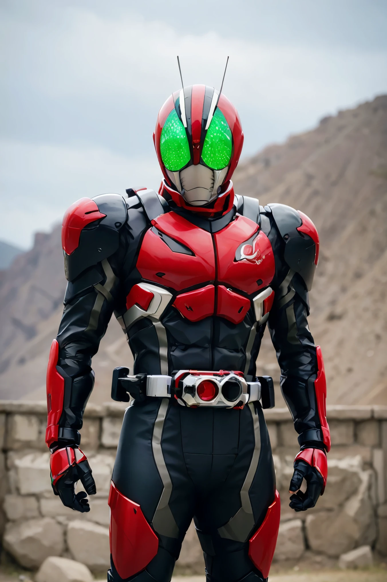 Kamen Rider, Red armor, black undersuit, red tech suit,