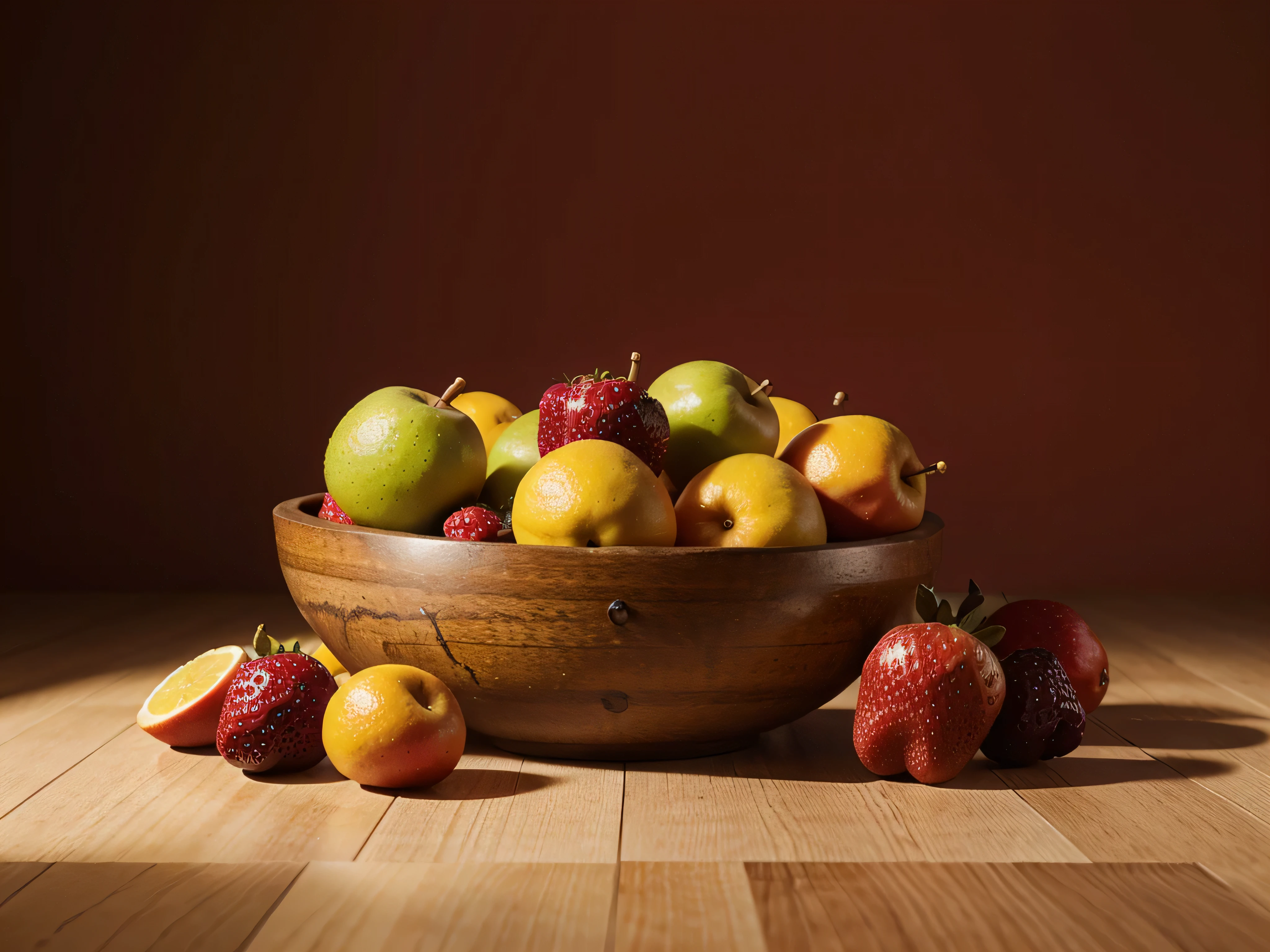 fundo de frutas minimalista, fotorrealista ultrarrealista 4k 8k