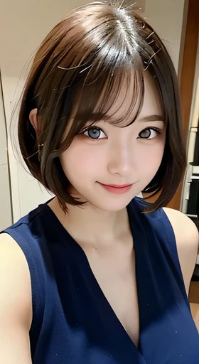 table top, highest quality, shape, Super detailed, finely, High resolution, 8k wallpaper, 完璧なダイナミックな構shape, beautiful and detailed eyes, Women' fashion,very short hair,small breasts natural color lip, bold sexy pose,smile,Harajuku、20 year old girl、cute、sexy shot looking at camera、Random attire、random sexy pose