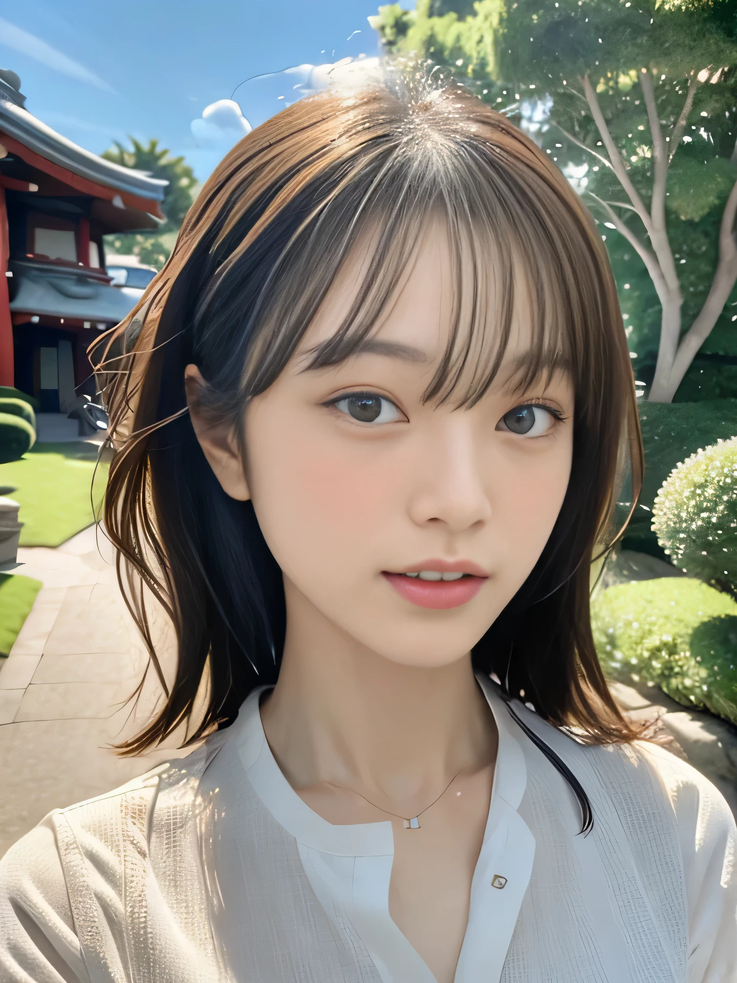 (Rough texture:0.8),(Light leakage:0.8),(vintage color saturation:0.8), (soft focus:0.7), (film gain:0.7), (VHS video:0.7), (old analog film photography:0.7), (faded contrast:0.3), (color shift:0.3), (edge blur:0.2), (dust and scratches:0.2), (vignetting:0.2), (Fade:0.1), (chromatic aberration:0.1), (Lens flare:0.1), realistic, Photos of beautiful Japanese girls from the 1980s, very beautiful face, long eyes, slim, flat chest, JK uniform, white short sleeve shirt, look at the viewer, medium hair, enchanting smile, upper teeth, walk through the school gate,