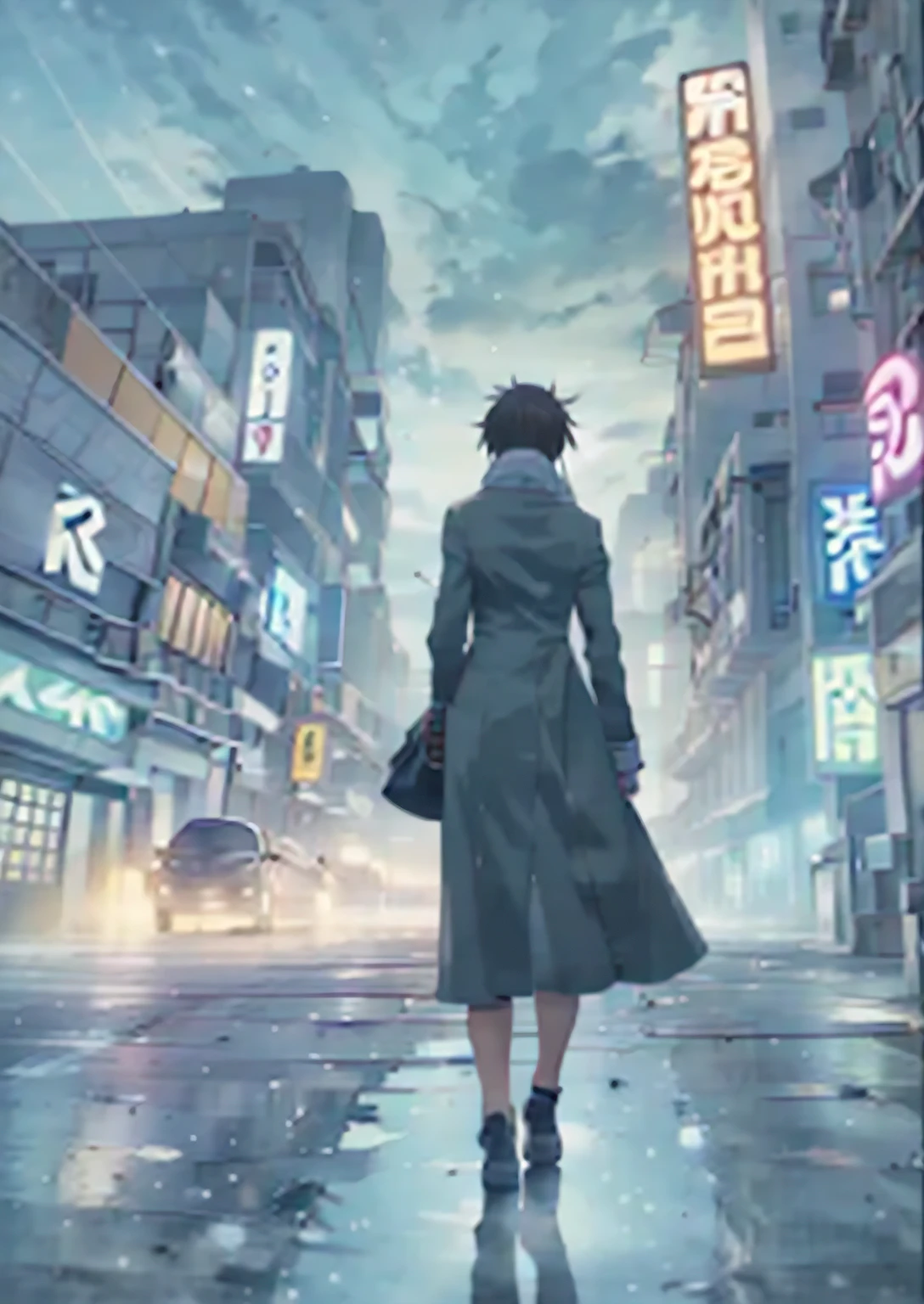 Anime style artwork of a woman walking down a city street at night, tokyo anime scene, in makoto shinkai&#39;Style, makoto shinkai cyril rolando, anime art wallpaper 4k, anime art wallpaper 4k, dark. by makoto shinkai, anime art wallpaper 8k, makoto shinkai&#39;Style, by makoto shinkai