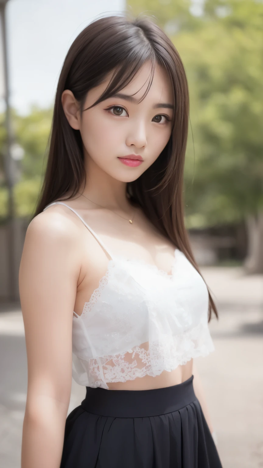 Woman in white top and black skirt poses for photo, beautiful asian girl, beautiful korean woman, gorgeous young korean woman, beautiful young korean woman, korean girl, gorgeous chinese model, japanese model, beautiful asian woman, asian girl, beautiful girl model, chinese girl, young asian girl, very beautiful girl, japanese goddess, Cute girl - well-groomed face