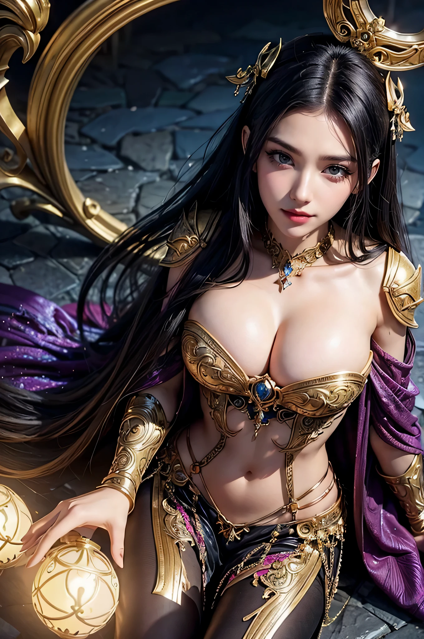 beautiful face, big detailed face,glowing eyes,perfectly shaped features,youthful and radiant skin,mesmerizing gaze,long eyelashes,perfectly arched eyebrows,charming smile,expressive lips,flawless complexion,sharp jawline,strong and defined facial contours,vibrant and glowing skin tone,glamorous and stylish makeup,feminine and elegant hairstyle, League of Legends-inspired character,summoner's spellbook in hand,powerful and magical appearance,fierce and confident expression, intricate and ornate armor,embellished with intricate patterns and enchantments,colorful and dynamic background,illuminated by magical light,blurry foreground elements,adding depth and dimension, vibrant color palette,with a mix of bold,bright, and contrasting hues, soft and diffused lighting,creating a dreamy and enchanting atmosphere