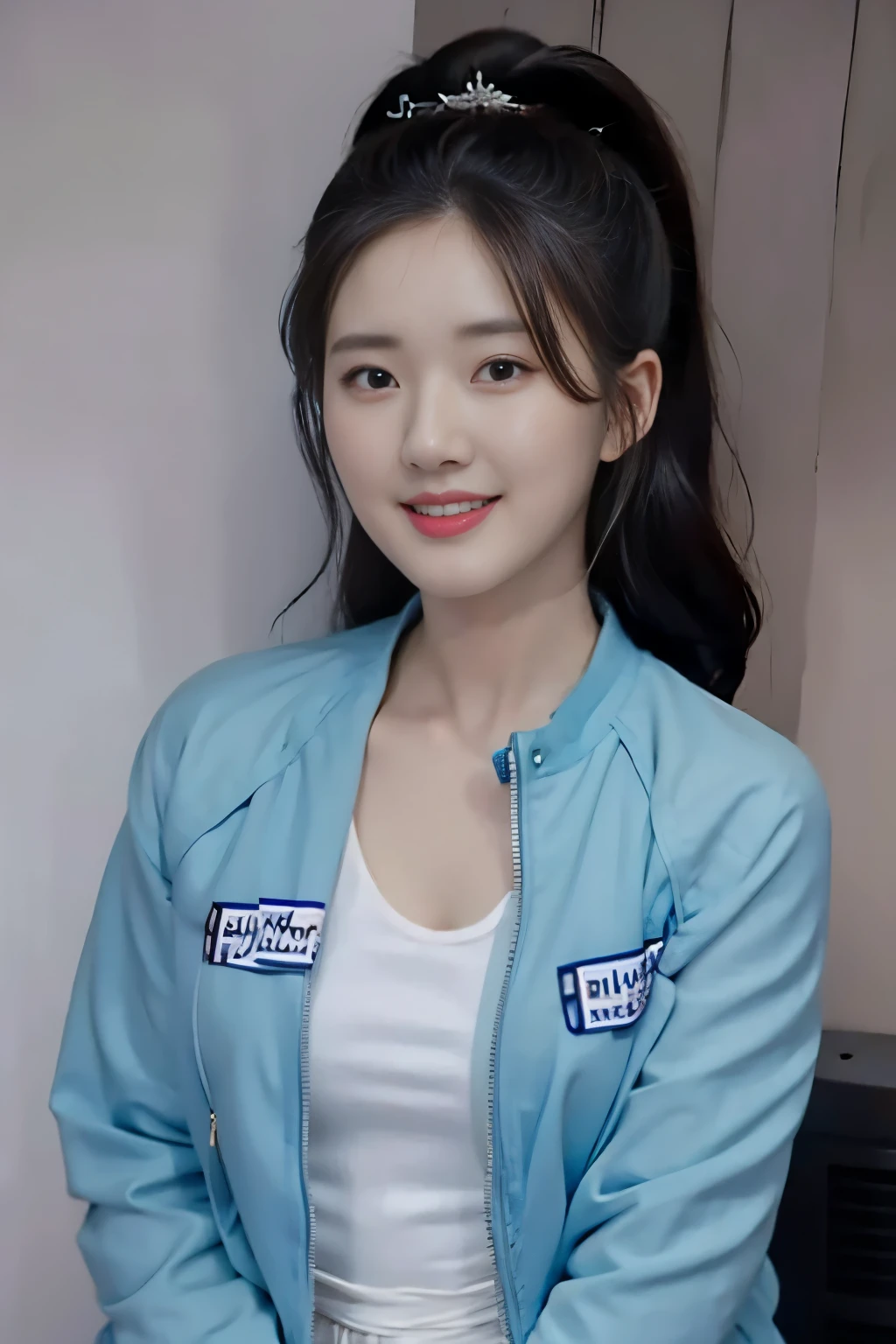 Close-up of a woman wearing a blue jacket and white shirt, beautiful south korean woman, cute korean actress, gorgeous young korean woman, beautiful young korean woman, Korean female actress, Hwang Se-ha, Lee Ji Eun, Lee Ji Eun, Nam Jae Young, korean woman, korean girl, Kook Ji Young, Jiyunche
