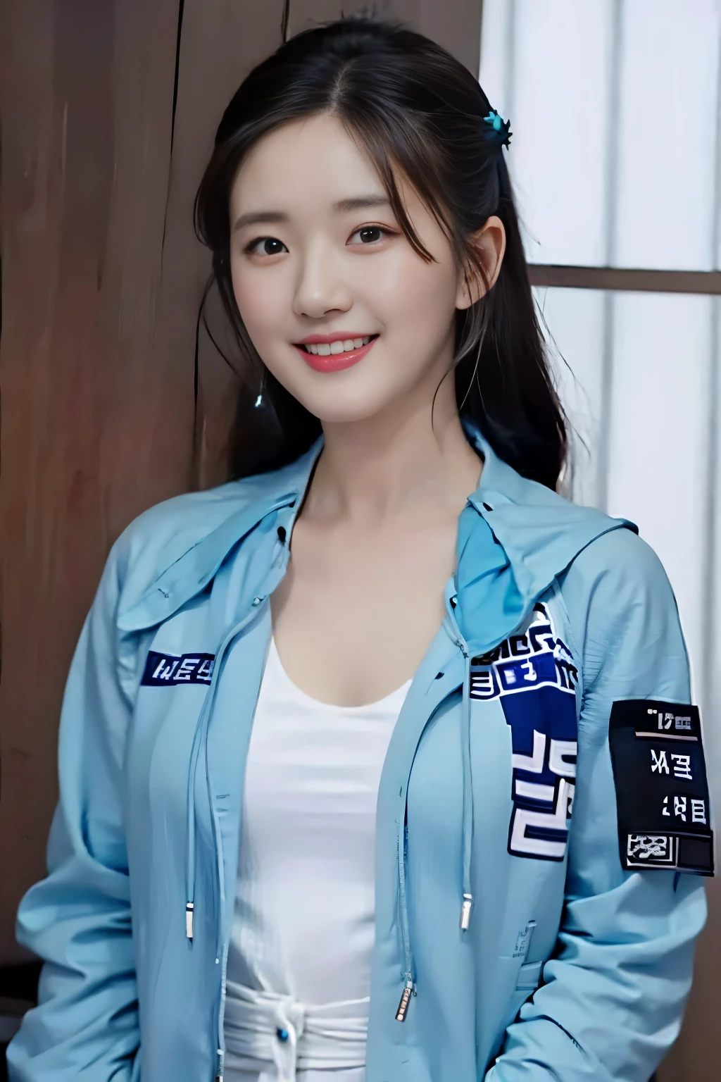 Close-up of a woman wearing a blue jacket and white shirt, beautiful south korean woman, cute korean actress, gorgeous young korean woman, beautiful young korean woman, Korean female actress, Hwang Se-ha, Lee Ji Eun, Lee Ji Eun, Nam Jae Young, korean woman, korean girl, Kook Ji Young, Jiyunche