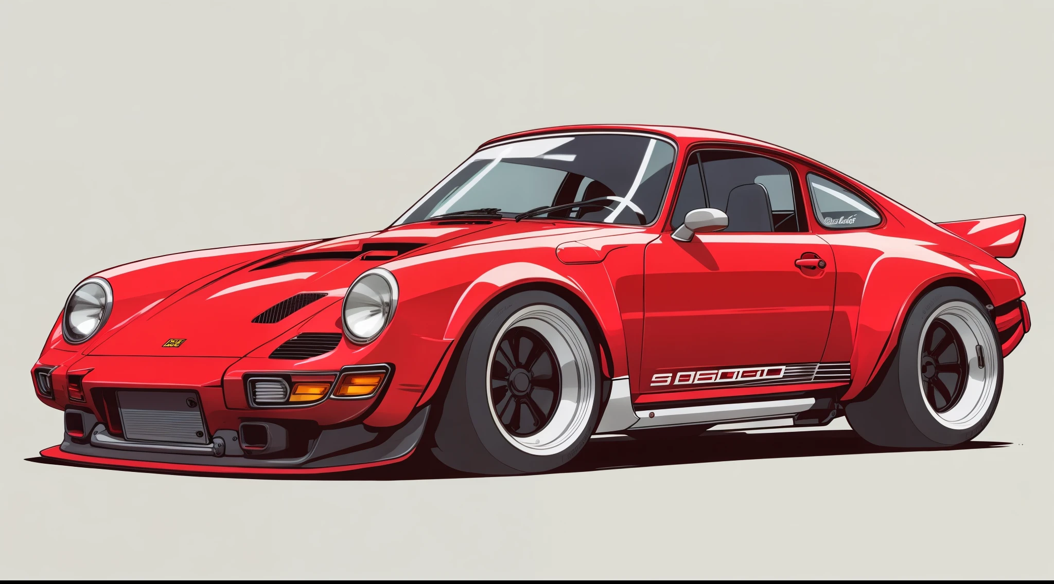 Candy apple red porshe 911 rwb, highly detailed illustration.", vehicle illustration, beetle, cartoon style illustration, cartoon style, HD illustration, ultra detailed illustration, vector illustration, highly detailed hyper real, highly detailed illustration, high detail illustration, retro illustration, highly detailed cartoon, artistic illustration, highly detailed vector art, a beautiful art illustration