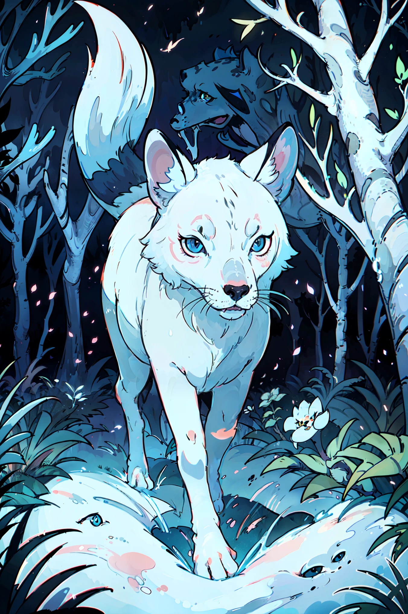 fox animal walking in the forest, ((body of an animal)), high detailed, masterpiece quality, lighting in the voluminous environment, light and contrasts