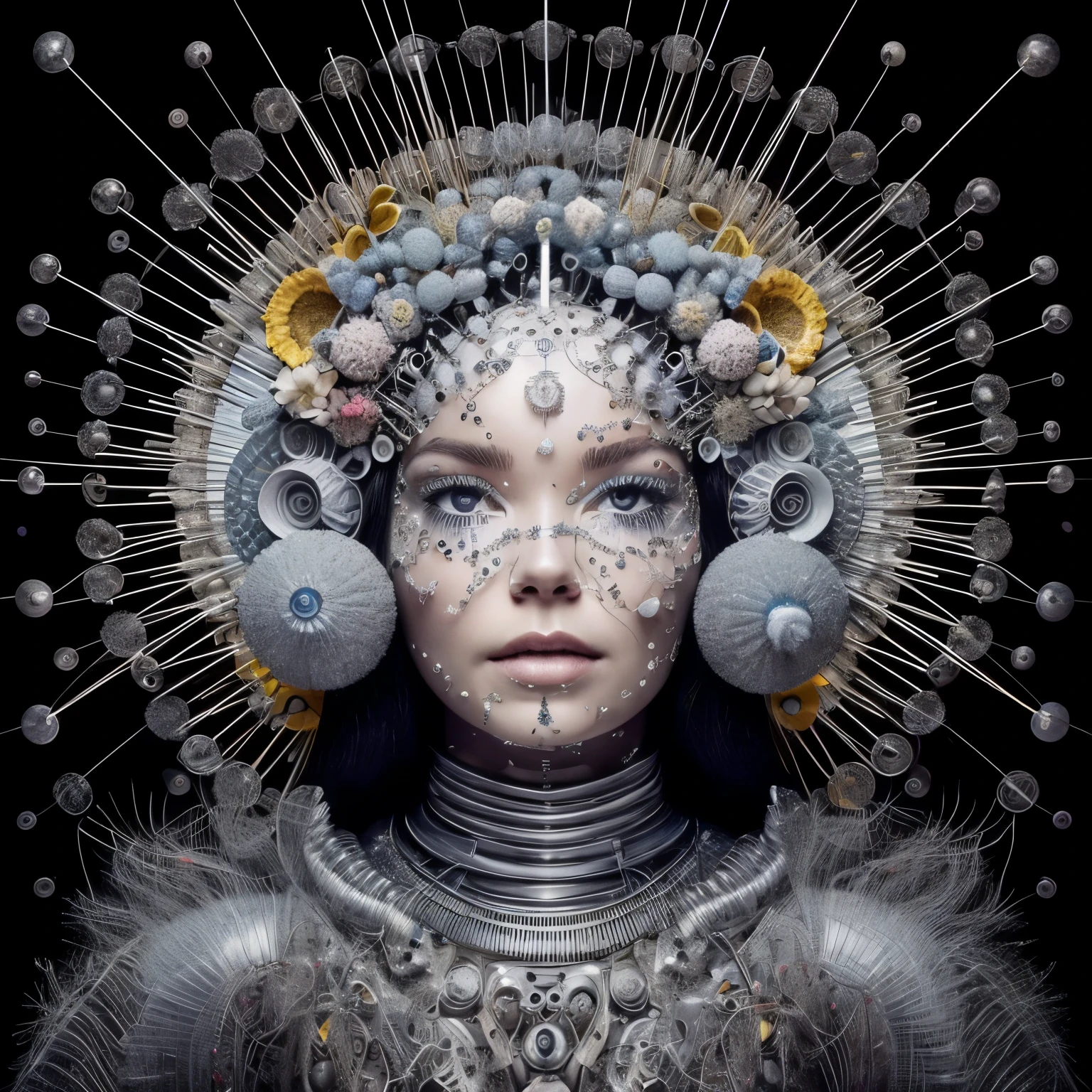 hyper realistic, dramatic art photography, artsy, reconstruct bjork surreal visual style from post album good anatomy (lora:add_detail:0.8)