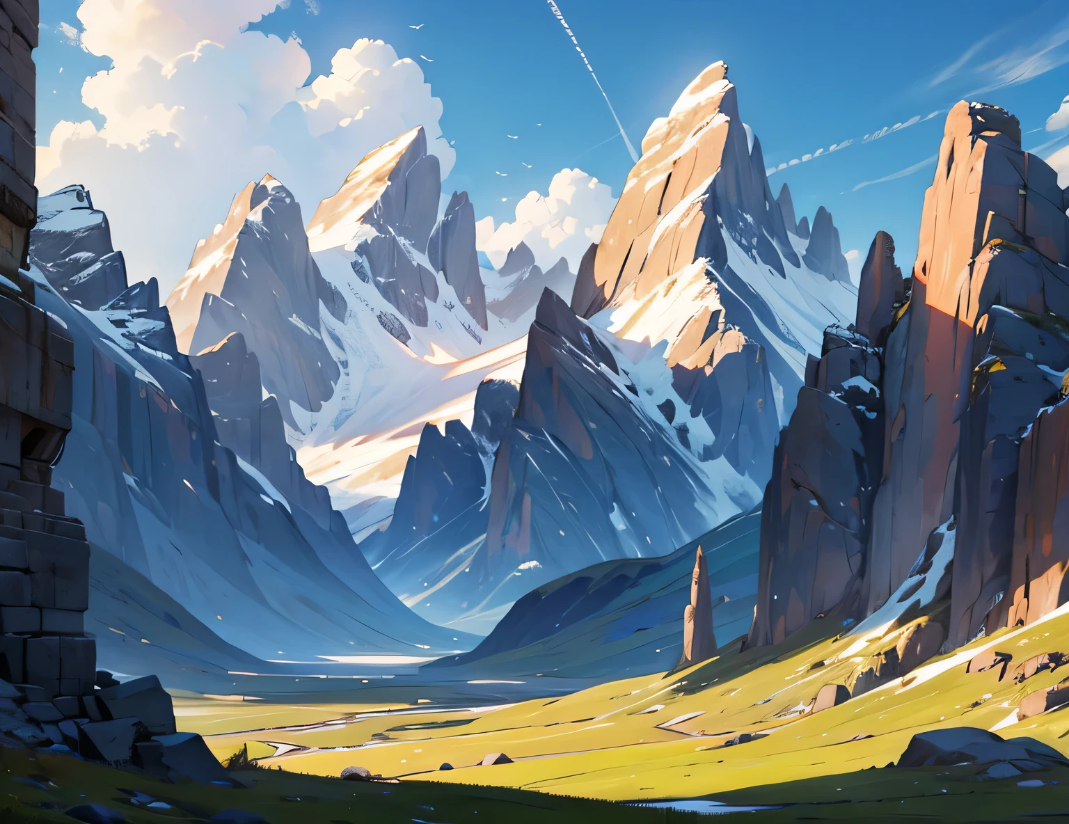 mountains, огненные скалистые mountains, background art
