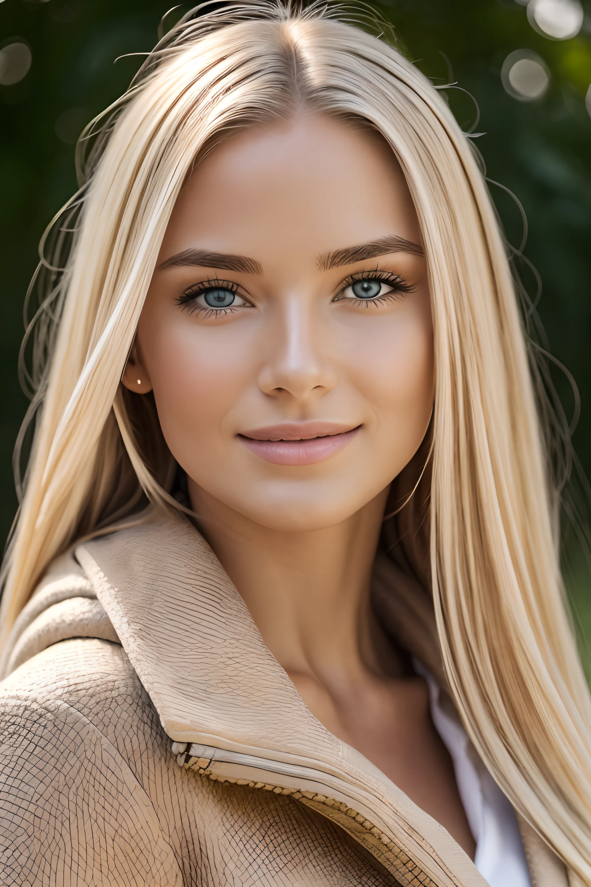 Foto hiper-realista e detalhada de uma mulher loira .Sorridente de 25 anos usando um casaco longo e minissaia. fora. The sun is shining. Olhos perfeitos, (Maquiagem:1.1), (seios perfeitos), (pele altamente detalhada:1.1), ......Cru, analog style, sharp focus, 8K Ultra HD, dslr, alta qualidade, Fujifilm XT3, grain, premiado, obra de arte, Lente 50mm, todo o corpo