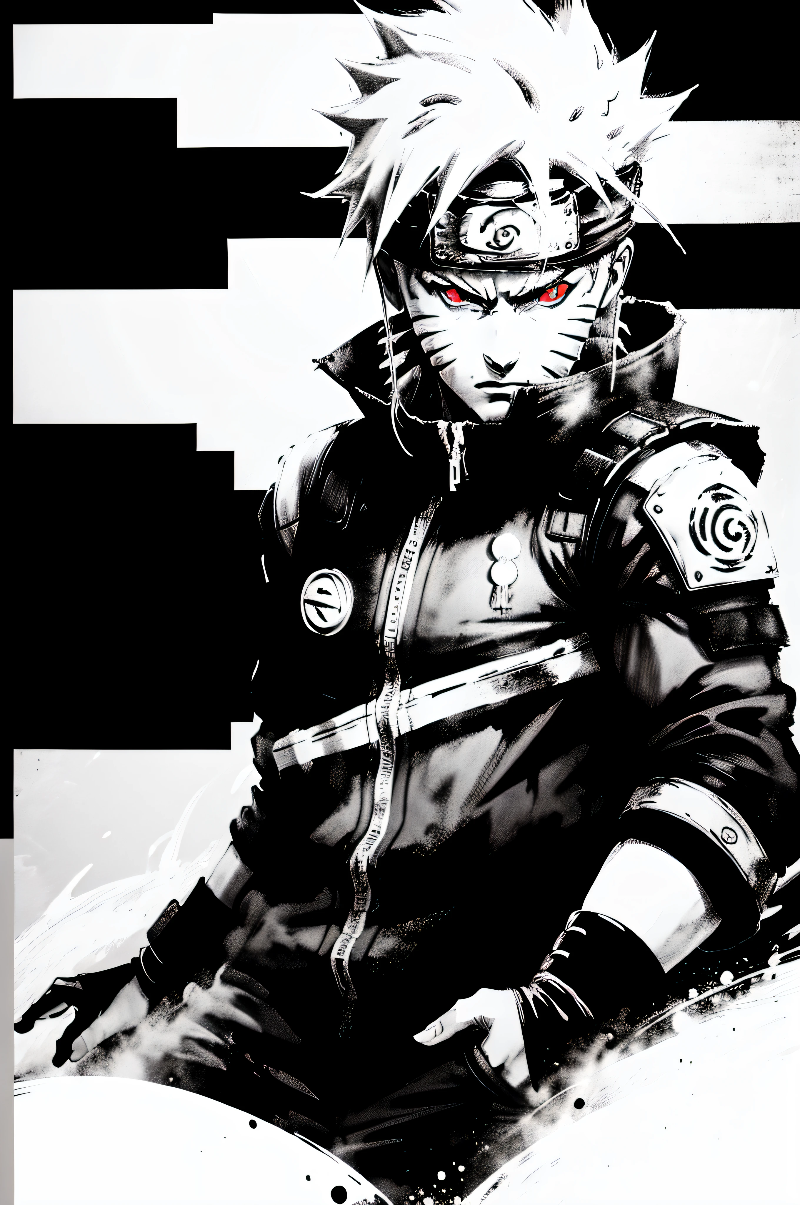 Naruto in black and white theme