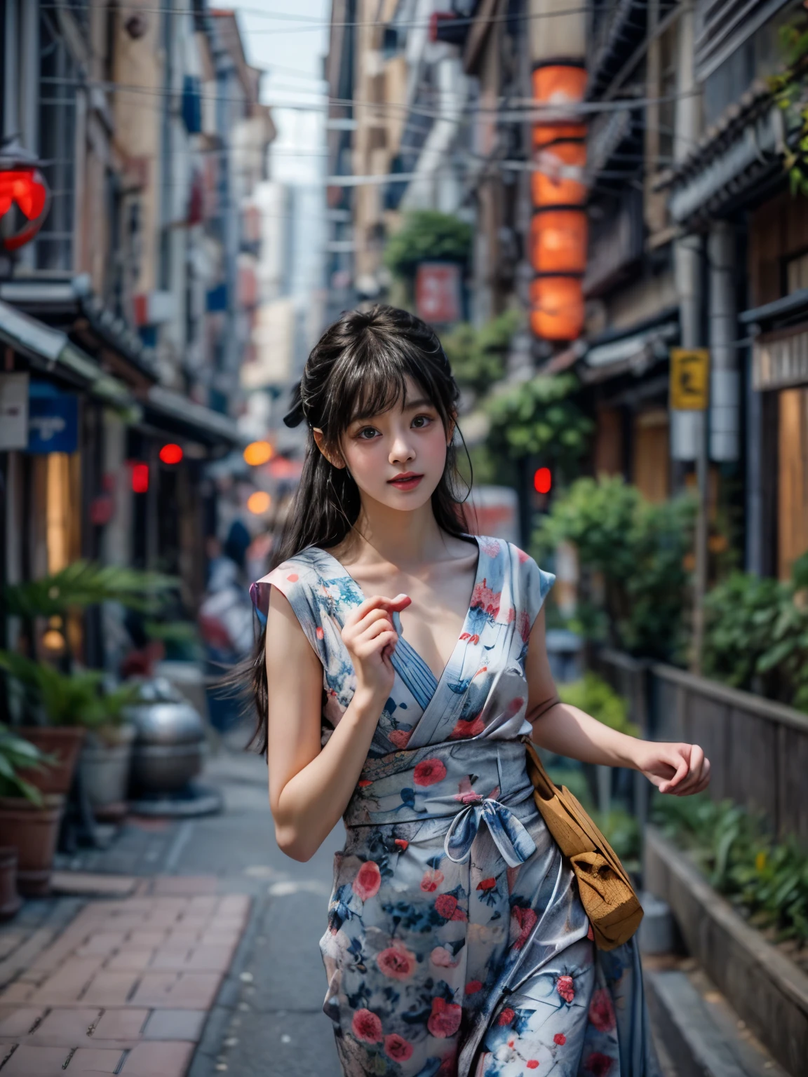masterpiece、highest quality、cinema、(Detailed both eyes)、(cute japanese woman、bangs:1.3)、23 years old、2 girls、elegant、black hair、(auraroid photo:1.2)、The wind is blowing