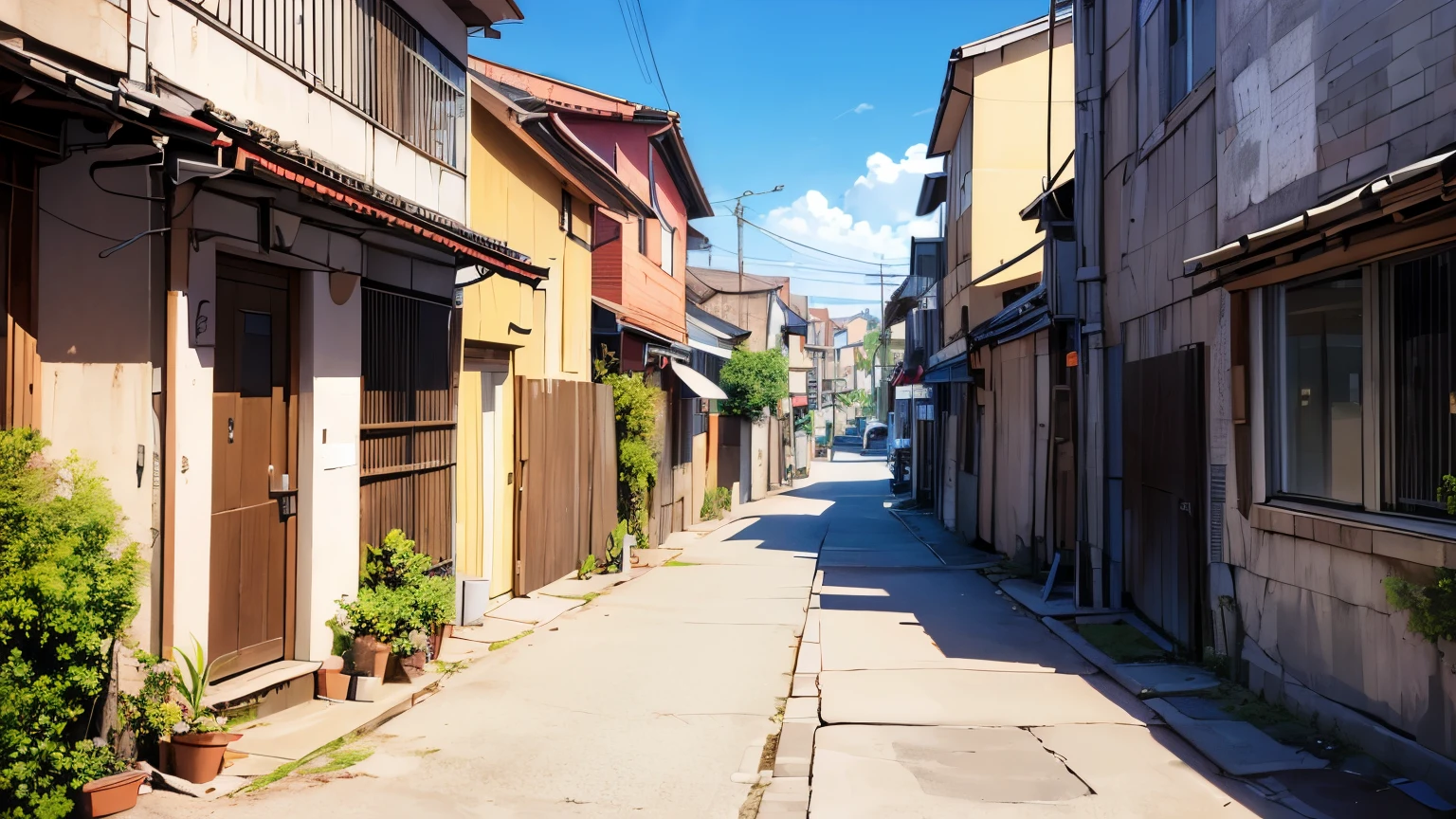 panoramic of a city alley, con edificios de apartamentos muy altos, con las paredes llenas de grafitis, botes de basura, cardboard box, basura por todos lados, 8k, antecedentes de calidad, ultra detallado, maximum resolution