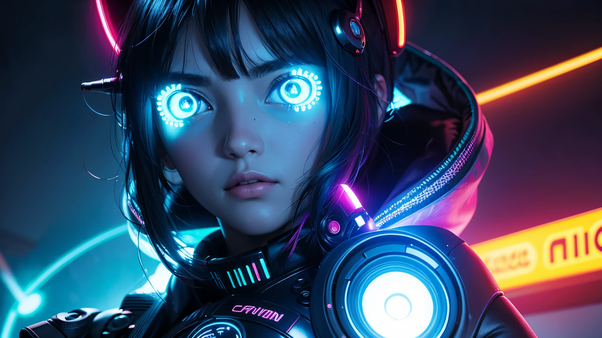 Create image of a neon eye