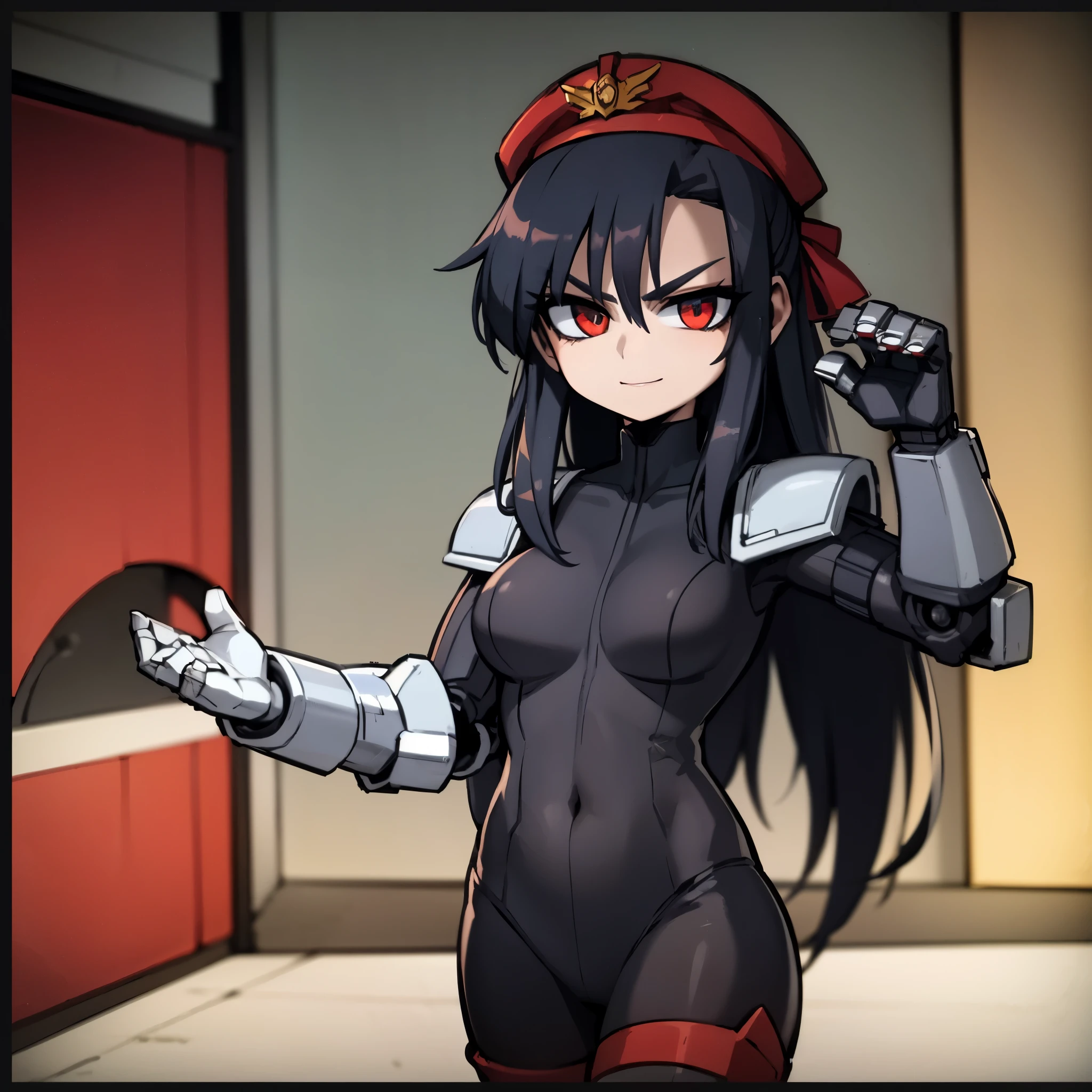 anime with a sword and a helmet on, Cushart Kenz, Ryuko Matoi, kantai collection style, girl with mecha cybernetic armor, sorriso malicioso, anime manga robot!! anime, atraente matoi ryuko, coroa de flores, Biomechanical Oppai, sorriso nefasto, cel - estilo de arte sombreado