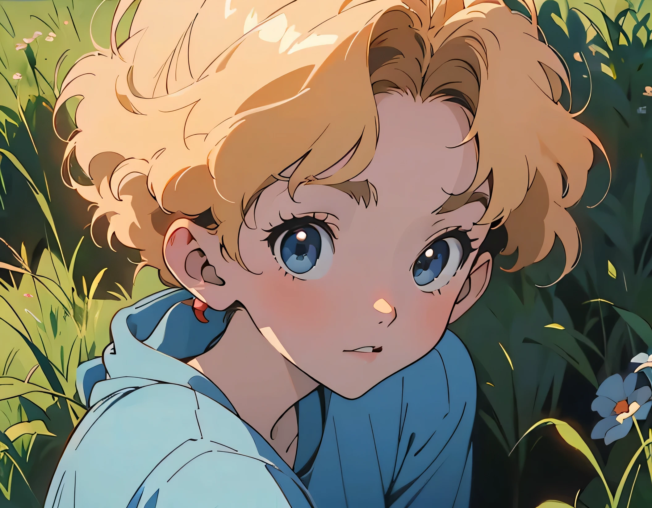 ((Best Quality, 8K, Masterpiece: 1.3)), best quality, ultra high res, anime scene of a girl hiding in a hole in the grass, medium shot. by hayao miyazaki, by Miyazaki, akira toriyama studio ghibli, artist katsuhiro otomo, kastuhiro otomo, by Yoshiyuki Tomino, by Hayao Miyazaki, close up of lain iwakura, miyazaki's animated film