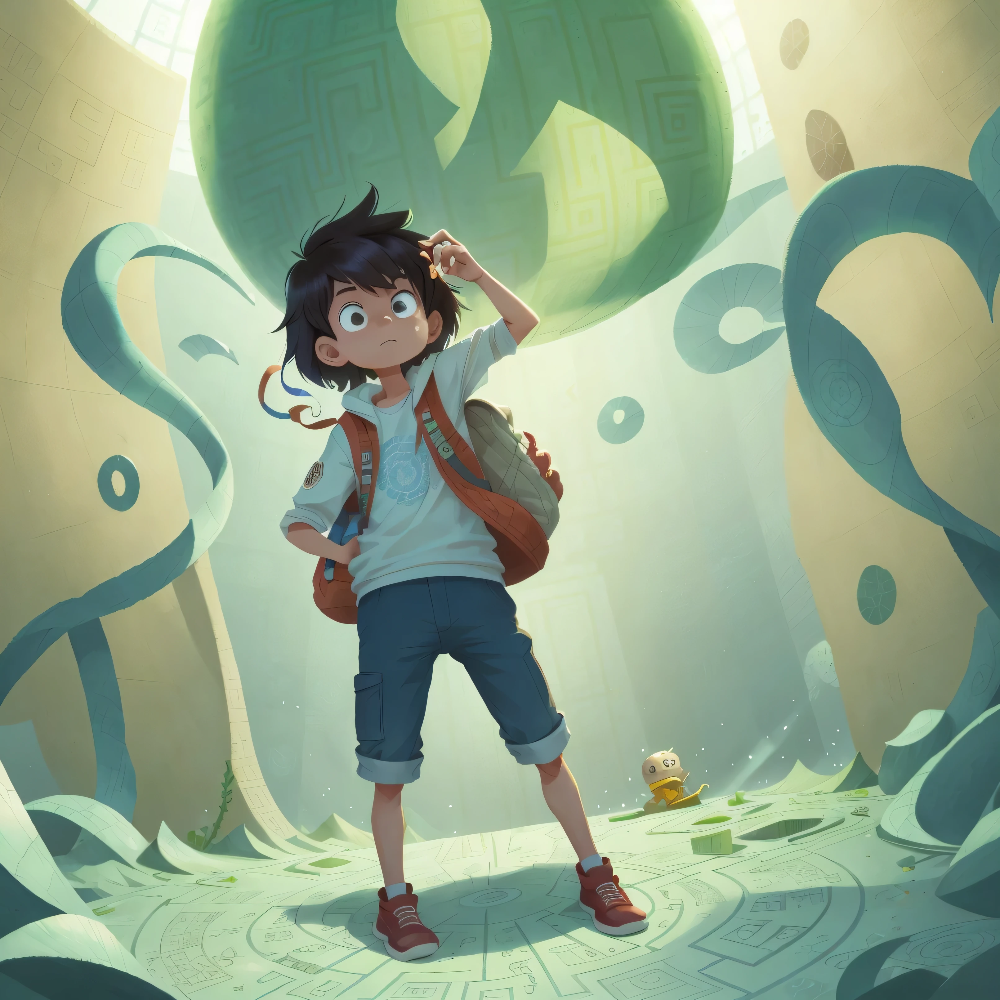 The cover showcases a mathematical maze surrounded by mathematical symbols and signs. In the center of the maze stands a boy or girl, tasked with solving every computational challenge the maze presents.