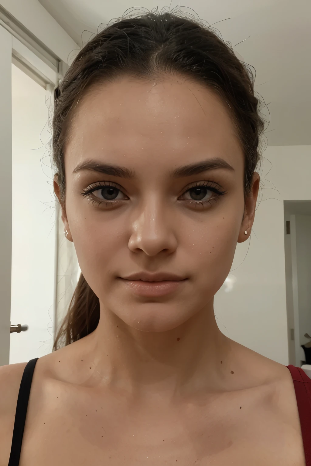 Mulher, Cabelo liso ou ondulado, Brachycephalic head structure, Nariz reto, lip structure that is not too thin or too thick, Forehead that is not narrow, Facial bones that are not protruding and angular, Eyes that are not very close