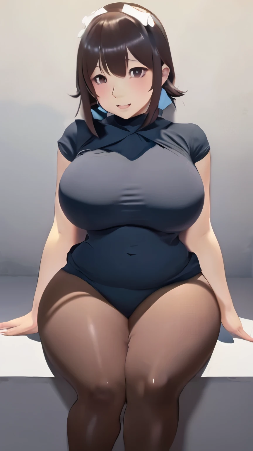 anime girl sitting on a ledge with her legs crossed, thicc, oppai, oppai proportions, she has a jiggly fat round belly, realistic shaded perfect body, thick body, small curvy , seductive anime girl, with large breasts, voluptuous body, with a large breasts, smooth anime cg art, heavy detailed