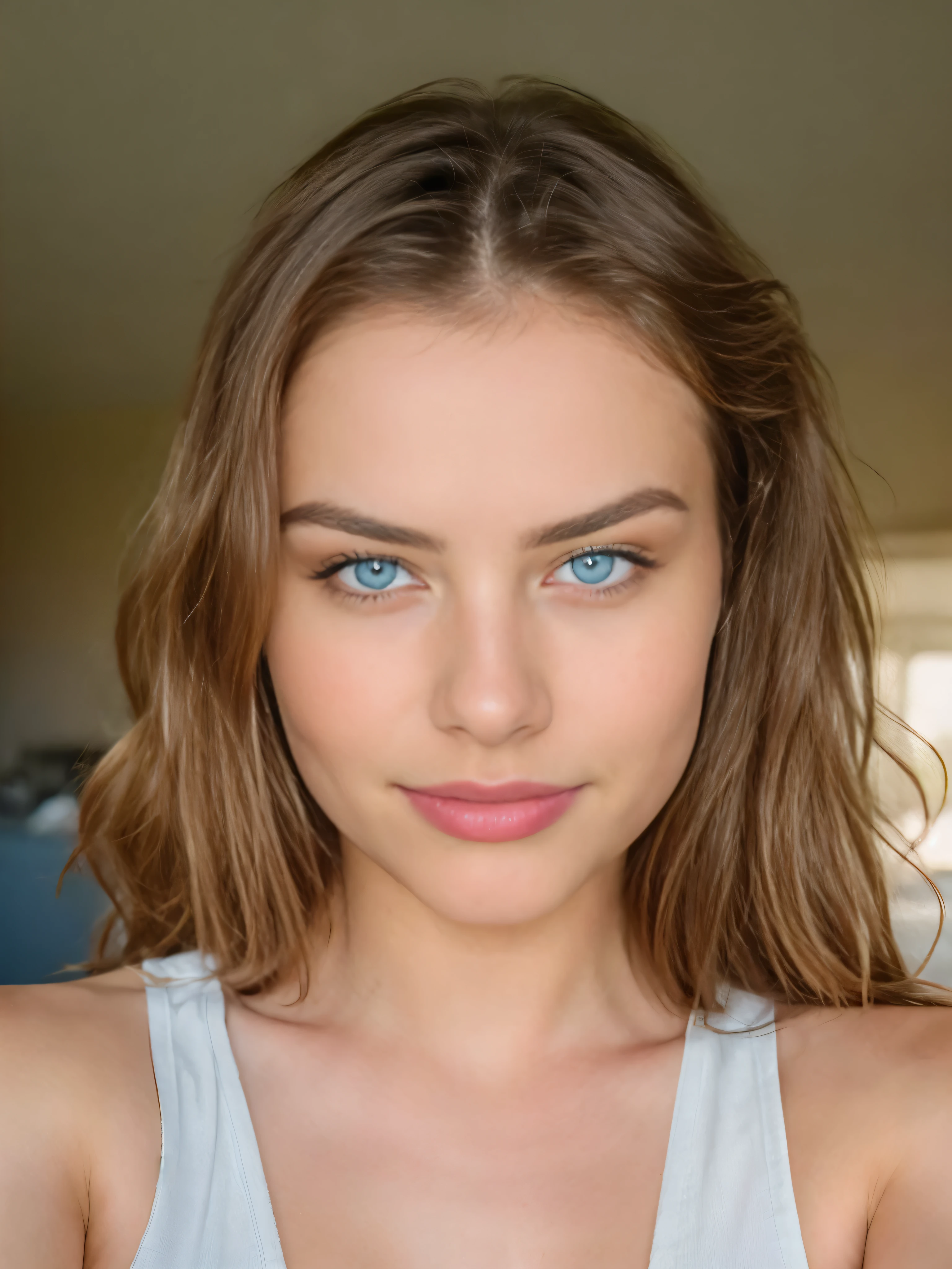 Very beautiful sexy blonde making a selfie, naked , breasts, light blue eyes, highly detailed, 18 years old, slim, innocent face, naturally wavy hair, high resolution, masterpiece, best quality, intricate high detail, highly detailed, sharp focus, detailed skin, realistic skin texture, texture, detailed eyes, professional, 4K, charming smile, shot with Canon, 85mm, slight depth of field, Kodak Color Vision, body in perfect shape, extremely detailed, photographer_\( ultra\), photographerrealistic, Realstic, Postprocessing, maximum details, roughness, real life, ultrarealistic, photorealism, photography, 8K UHD, photography