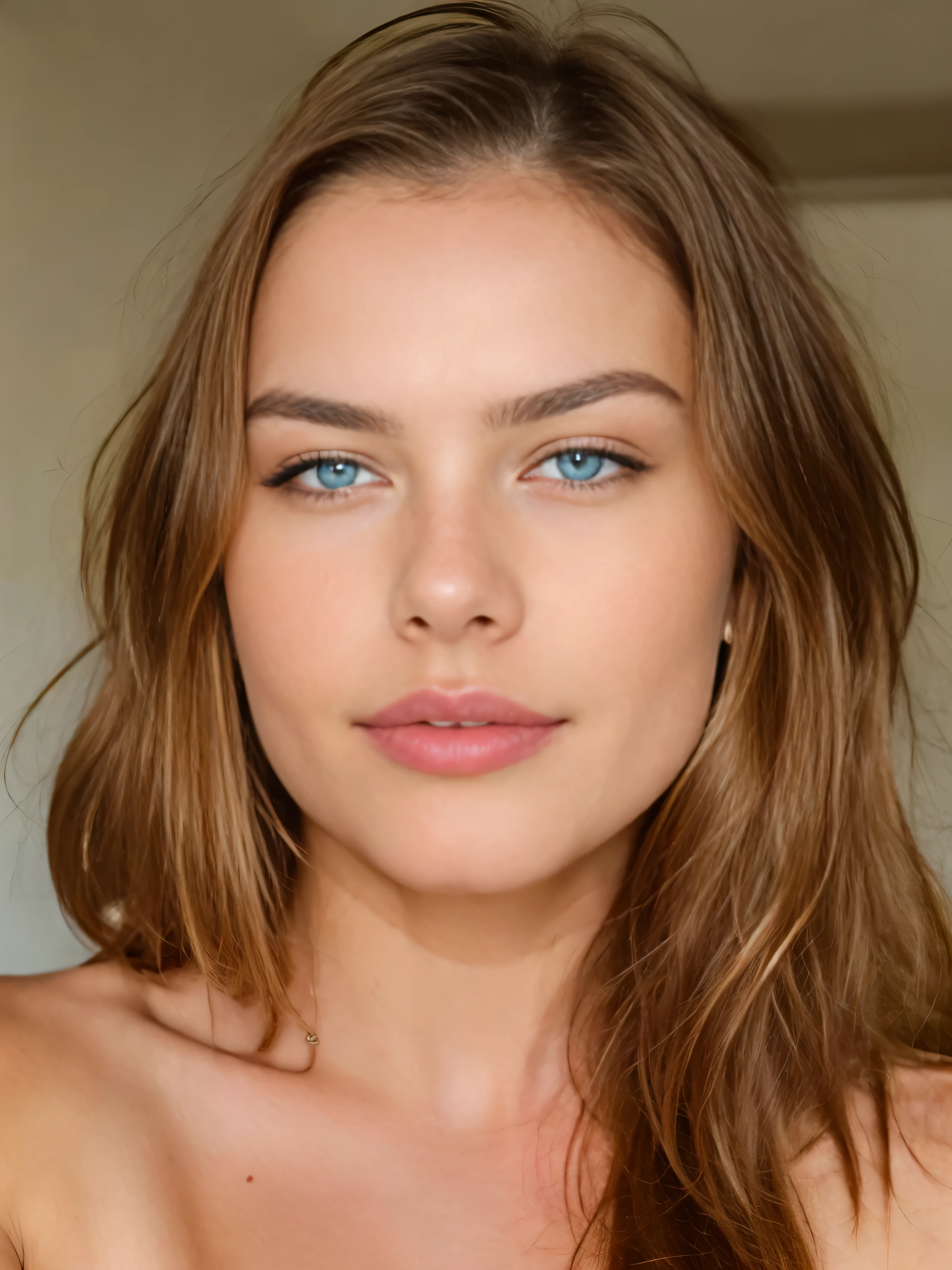 Very beautiful sexy blonde making a selfie, naked , breasts, light blue eyes, highly detailed, 18 years old, slim, innocent face, naturally wavy hair, high resolution, masterpiece, best quality, intricate high detail, highly detailed, sharp focus, detailed skin, realistic skin texture, texture, detailed eyes, professional, 4K, charming smile, shot with Canon, 85mm, slight depth of field, Kodak Color Vision, body in perfect shape, extremely detailed, photographer_\( ultra\), photographerrealistic, Realstic, Postprocessing, maximum details, roughness, real life, ultrarealistic, photorealism, photography, 8K UHD, photography