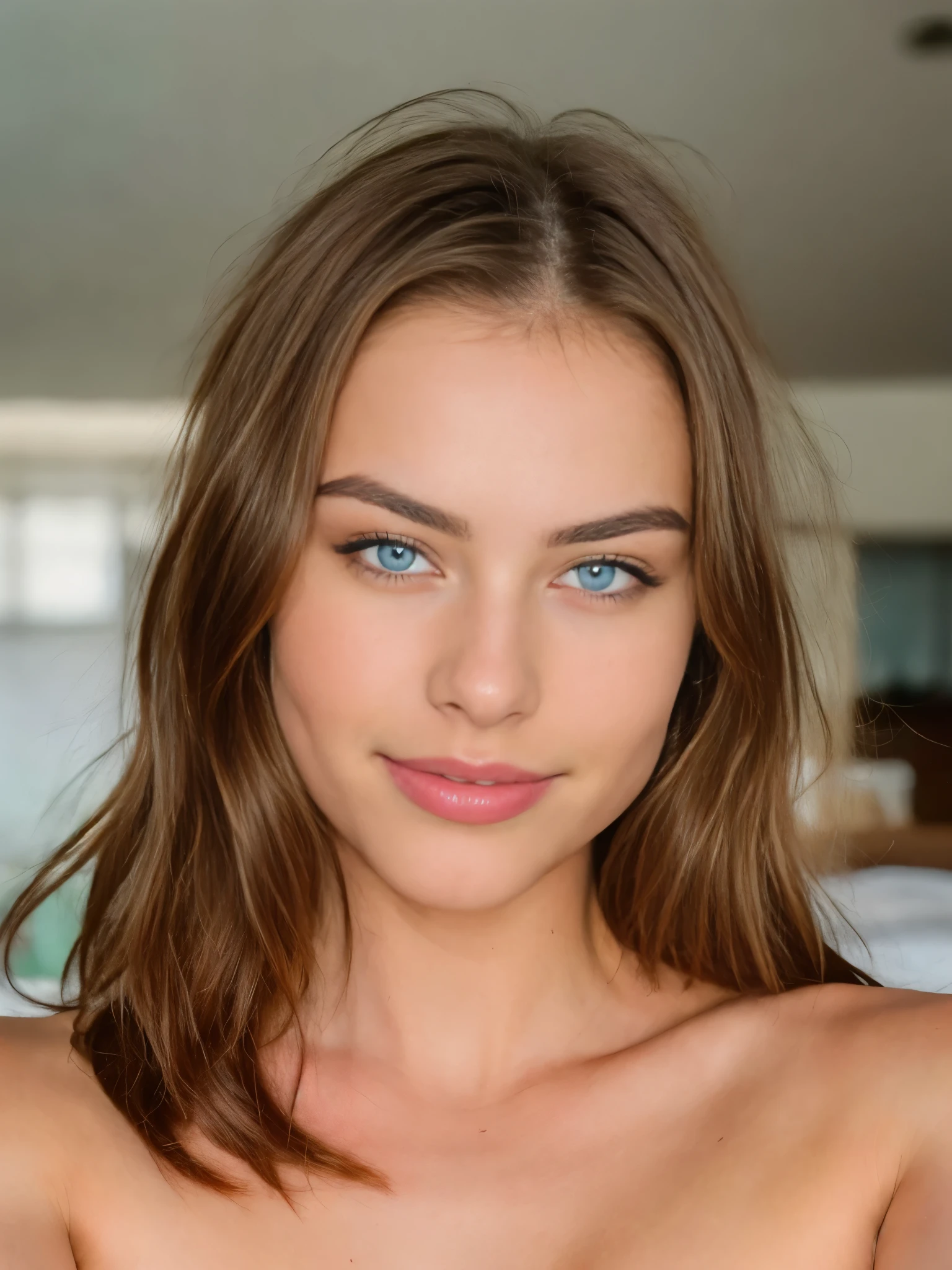 Very beautiful sexy blonde making a selfie, naked , breasts, light blue eyes, highly detailed, 18 years old, slim, innocent face, naturally wavy hair, high resolution, masterpiece, best quality, intricate high detail, highly detailed, sharp focus, detailed skin, realistic skin texture, texture, detailed eyes, professional, 4K, charming smile, shot with Canon, 85mm, slight depth of field, Kodak Color Vision, body in perfect shape, extremely detailed, photographer_\( ultra\), photographerrealistic, Realstic, Postprocessing, maximum details, roughness, real life, ultrarealistic, photorealism, photography, 8K UHD, photography