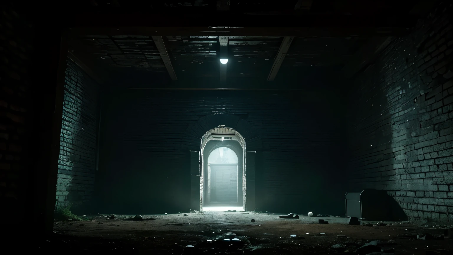 (best quality,photo-realistic:1.2),ultra-detailed,hidden gem,secret location,dusk,dimly lit room,solid walls,bricks,no escape,tense atmosphere,desolate world,hopeless,narrow space