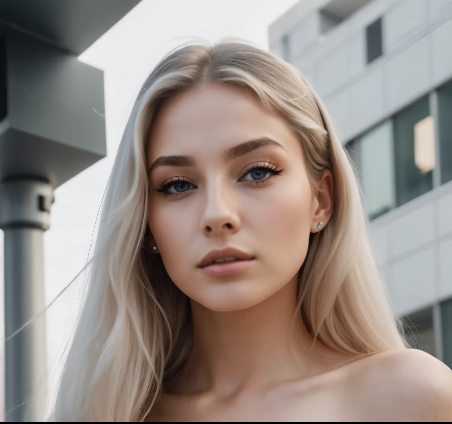 a woman with long blonde hair standing in front of a building, portrait sophie mudd, soft portrait shot 8 k, anna nikonova aka newmilky, photo of a beautiful woman, perfect white haired girl, a girl with blonde hair, beautiful blonde girl, extremely beautiful face, blonde woman, portrait of a beautiful model, 2 4 year old female model, perfect diamond face shape