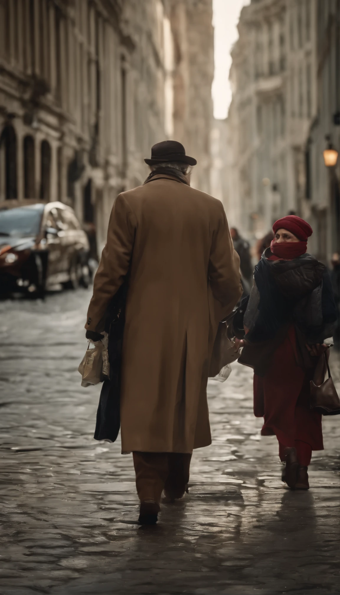 The AI generated realistic photo of a rich and poor person interaction shows a wealthy individual clad in expensive clothing and jewelry walking past a homeless person sitting on the sidewalk with a cup for donations. The rich person appears to be offering some money to the poor person, while the poor person looks up with gratitude and hope in their eyes. The contrast between the two individuals is evident, with the opulence of the rich person juxtaposed against the struggles of the poor person. The photo captures the complexities of class dynamics and the potential for empathy and kindness to bridge the gap between the rich and the poor.