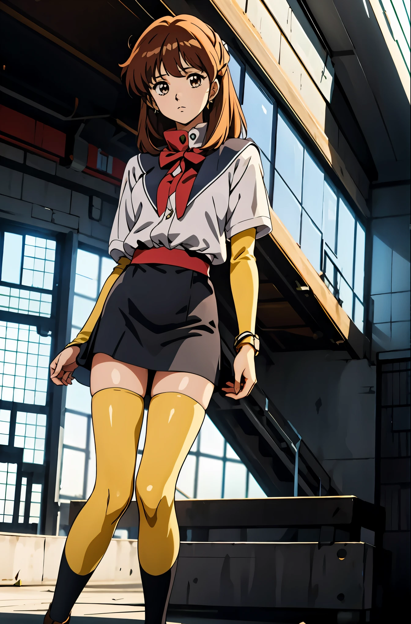 masterpiece, highest quality, alone,looking at the viewer,anime style,1 girl,
Moderate_hair, skirt,shiny skin,shiny hair,