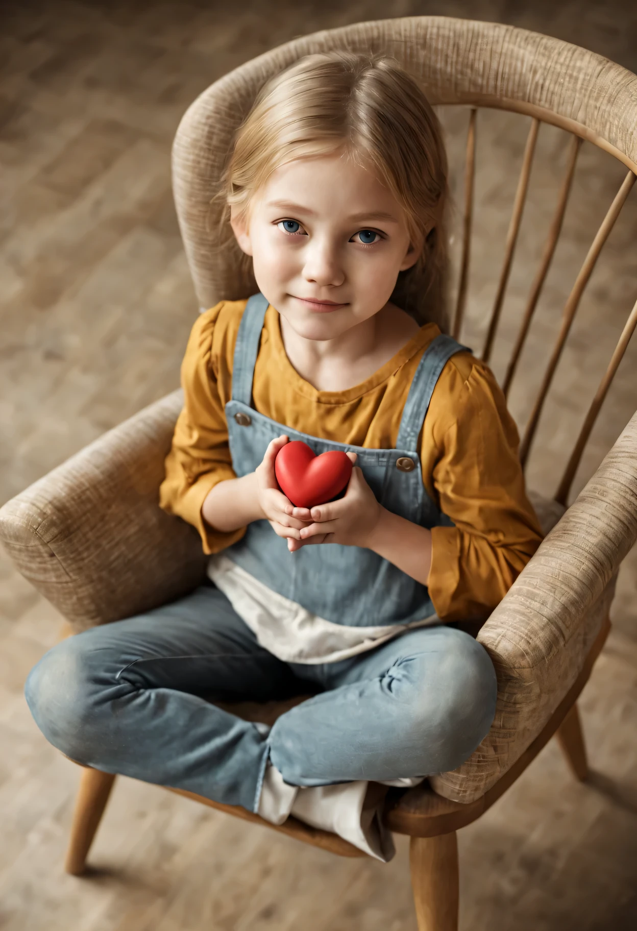 (masterpiece, photo-realistic),
(Portrait of a girl sitting on Hans J. wegner heart chair:1.33)
Sigma 24mmF/1.4,
throw, From above,
Awards,
1 girl, (outstretched arm, reach out your hand, heart hand:1.1), One thumb and four fingers,
Natural light,