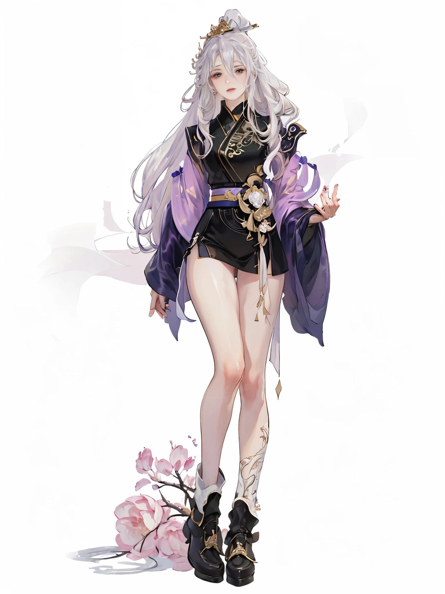 The whole body of the character,best quality, ultra high resolution, (((1 girl))),(long white hair), game character, old palace, hanfu, yarn, 流动的yarn布, jewelry, (focus), (((colorful))),(sketch:0.8) , masterpiece, best quality, beautiful painting, meticulous,(Denoise:0.6), Very detailed, (masterpiece, best quality) CG unified 8K wallpaper,masterpiece,best quality at best,super detailed), Ultra HD quality