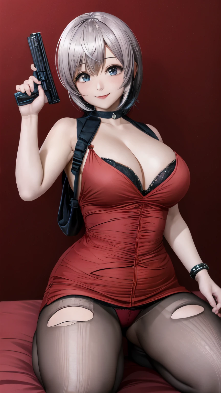 Mais alta qualidade、excelentes detalhes、Super high resolution、(fidelidade: 1.4)、The best illustrations、( japonesa)、(Uma de )、sorriso、 detalhes do favor、1girl altamente condensada、com um rosto delicado e lindo、delicate collarbones、seios grandes e cheios、Olhos castanhos、tipo de corpo perfeito、(saia rabo de peixe altamente detalhada)、shy smile、((enfiando a saia))、Foco na parte inferior do corpo diretamente abaixo、Calcinha de renda, red clothes, position back to viewer