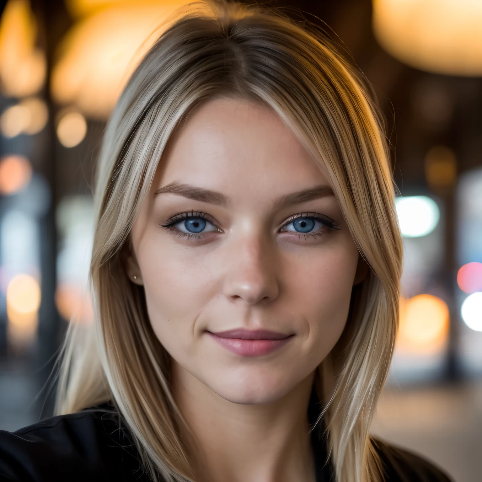 (Selfie-Foto, von oben:1.4), (half body portrait:1.4), RAW UHD portrait photo of a 24-year-old blonde (Blue-eyed woman) eine dunkle Gasse entlanggehen, Natural breast, Nachtstadthintergrund, (Blaues Sonnenkleid), (Ausschnitt), detailliert (Texturen!, Haar!, scheinen, Farbe!!, Unvollkommenheiten:1.1), sehr detaillierte leuchtende Augen, (schaut in die Kamera), spiegelnde Beleuchtung, DSLR, Ultra quality, scharfer Fokus, scharfer Griff, dof, Filmkorn, (Zentriert), Fujifilm XT3, kristallklar, Rahmenmitte, pretty face, scharfer Fokus, Strassenlicht, Neonlichter, Bokeh, (Gedimmtes Licht), diskret, In der Nacht, (Nachthimmel) Detaillierte Hautporen, Oily skin, Tan, komplizierte Augendetails