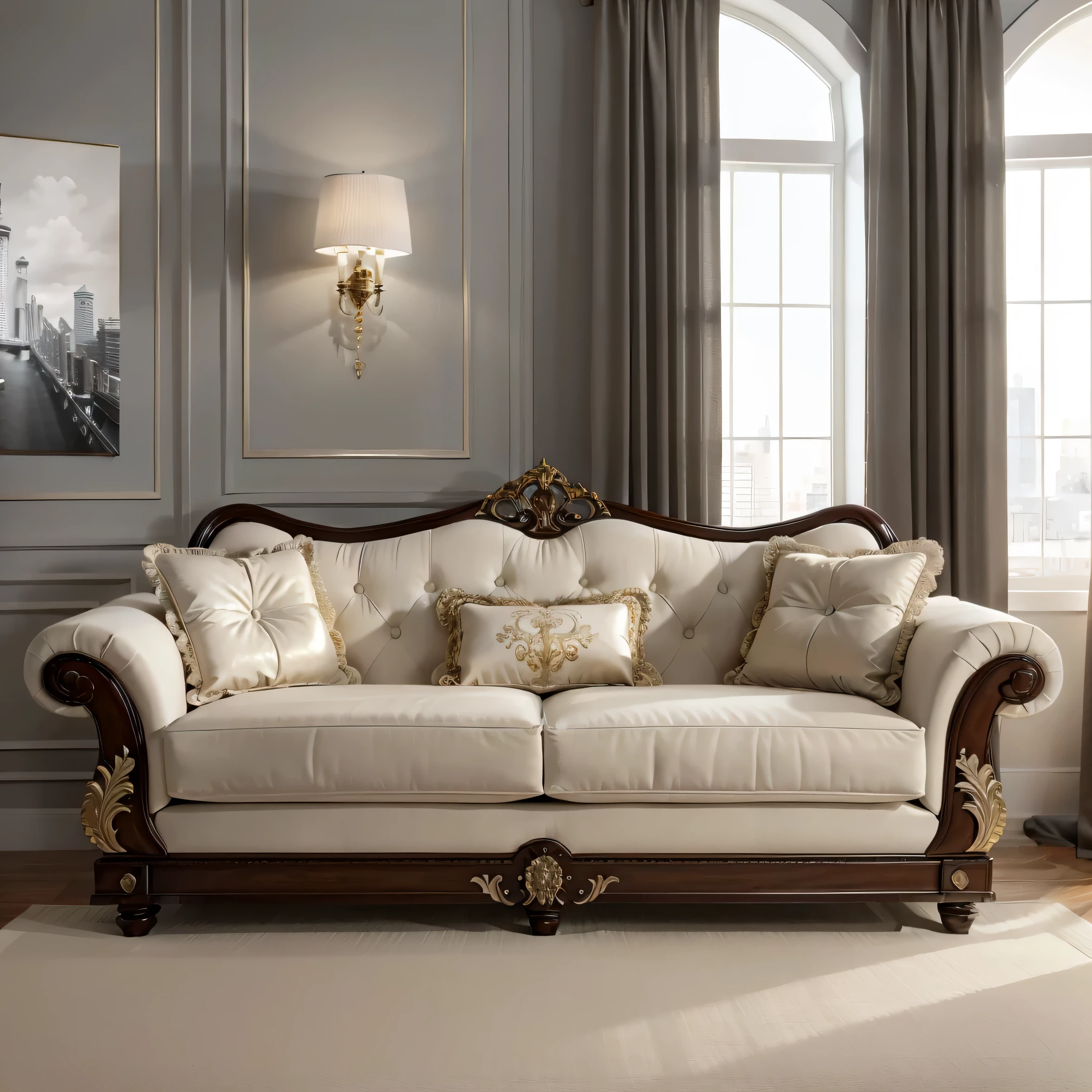 arafed couch with pillows and pillows on a rug in a room, luxury furniture, elegant furniture, luxury hd render, elegant render, lounging on expensive sofa, furniture and decor, ivory rococo, fancy drapery on furniture, sofa, elegant baroque, ivory and ebony, elegant and ornate, elegant scene, elegant and refined, elegant atmosphere
