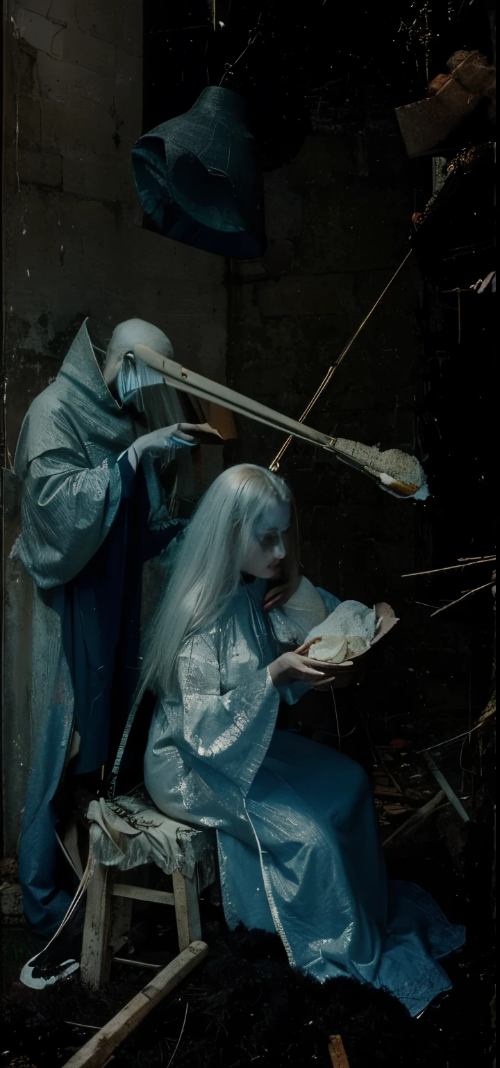 Um modelo albino com cabelos longos e pele sedosa fotorrealista