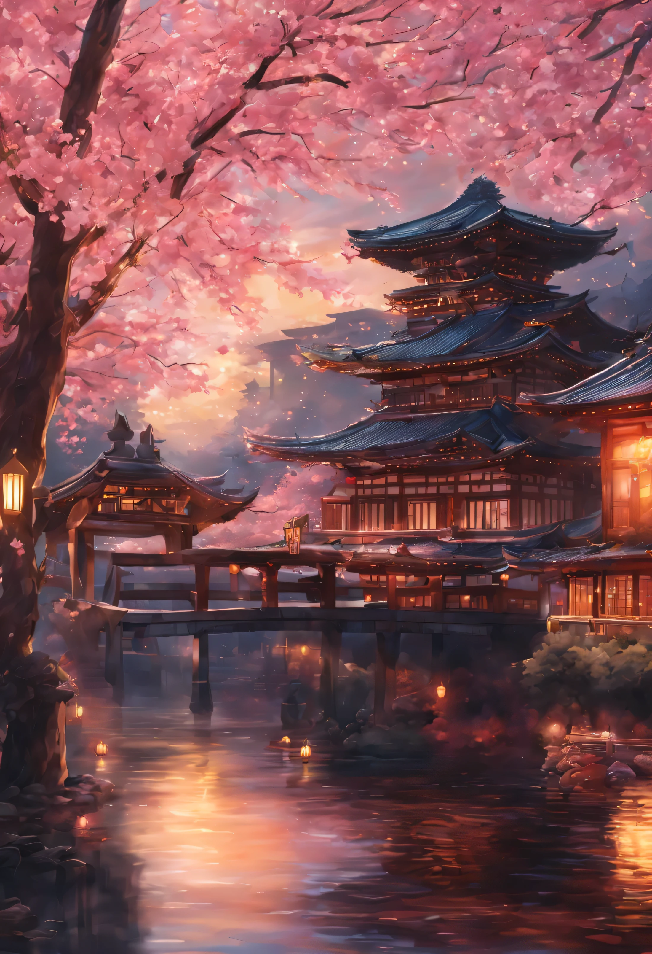 (highest quality,4K,High resolution,masterpiece:1.2),super detailed,realistic:1.37,beautiful and fine eyes,beautiful detailed lips,highly detailed eyes and face,long eyelashes,japanese landscape,futuristic urban landscape of the city,advanced transportation network,high rise construction,giant holographic billboard,Bustling futuristic cityscape,floating gardens,A fusion of historic shrines and temples and modern architecture,Cherry blossom trees in full bloom,Geisha walking gracefully,traditional and modern fashion,Harmonious coexistence of nature and technology,Neon lights illuminating the night sky,Tranquil waterfront and Zen garden,Traditional Japanese art and sculptures,dynamic perspective,Vibrant colors and contrast,Soft and warm colors,Soft golden sunlight shining between the buildings,gentle reflection on the water surface,Crisp, clear details,professional digital artwork,Emphasize traditional Japanese elements,Showing progress and progress in technology,Bringing a sense of tranquility and peace through landscapes.