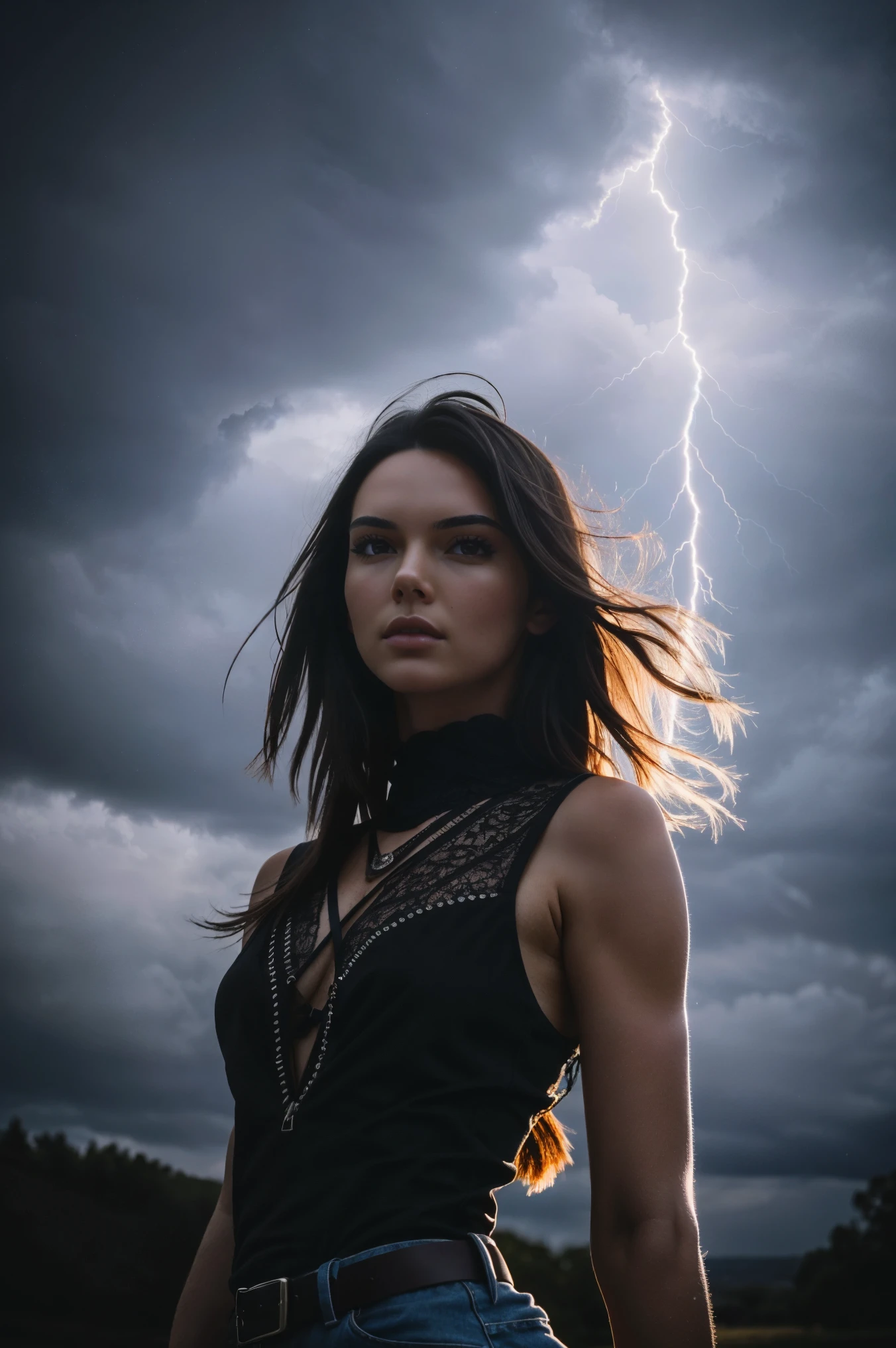 a pretty girl Kendall Jenner, (35mm style: 1.1), style, masterpiece, raw, cinematic film still 1990s horror film, film grain, night, dark drama, film grain, exaggeration, dark aesthetic, nostalgiacore, backlight, light rays magical lighting beams, dust in the beam, grumpy lighting, dark color, exaggeration, dark aesthetic, 'dark, sinister, foreboding, dark, stormy, sinister, dark, harrowing', storm, lightning, realism, VFX, FXAA, TXAA, RTX, SSAO, Shaders, Denoise, De-Noise, ambient occlusion, tone mapping, moonlight, super resolution, ultra hd, megapixel, (8k resolution: 1.10), 8k, 8kres, 8k res, high, detailed and intricate details, intricate details, high intricate details, absurd amount of detail, absurd, high resolution, (high quality: 1.2, masterpiece: 1.2, : 1.2, 1.21), white background