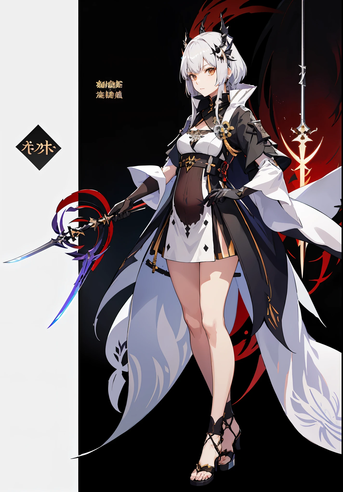 a woman in a dress holding a dagger and a dagger, video game character, from arknights, fox nobushi holding a dagger, hajime yatate, keqing from genshin impact, white haired deity, with small sword, ayaka genshin impact, female action anime girl, official character art, anime character, pregnant anime girl, fetus