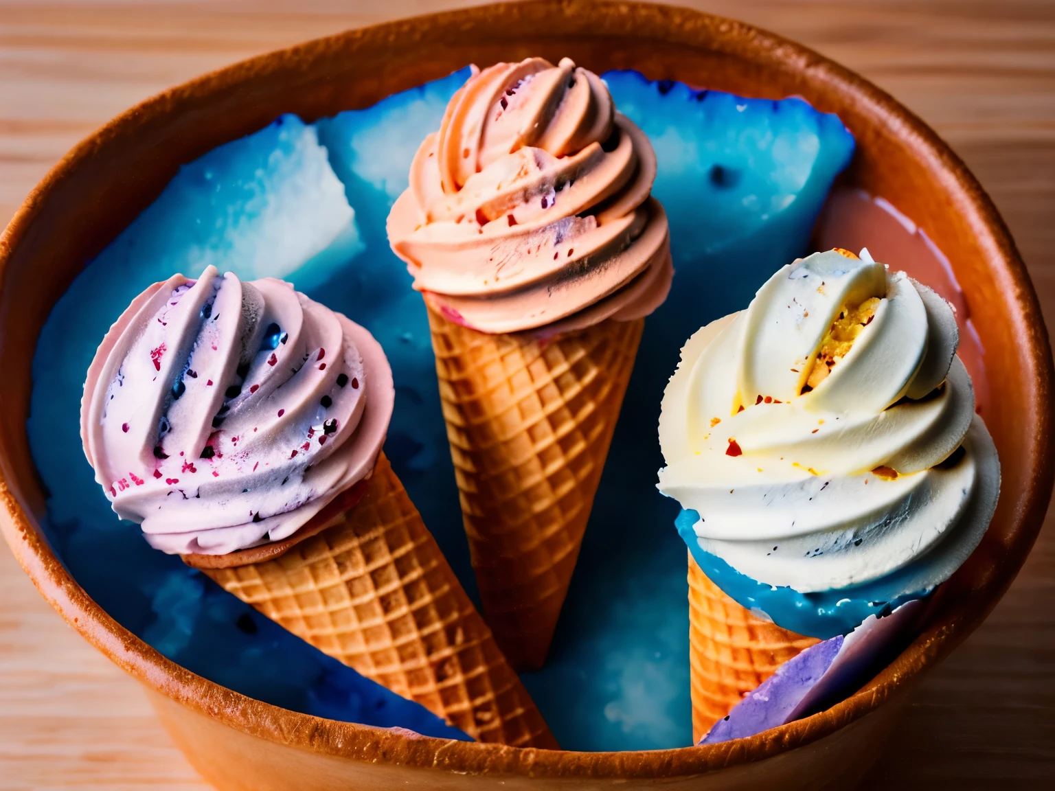 a ice cream ((realism)), extremely high quality RAW photograph, ultra detailed photograph, sharp focus, high resolution, high quality, film grain, Fujifilm XT3,Highly Detailed, movie, (Cinematic Photo:1.3)