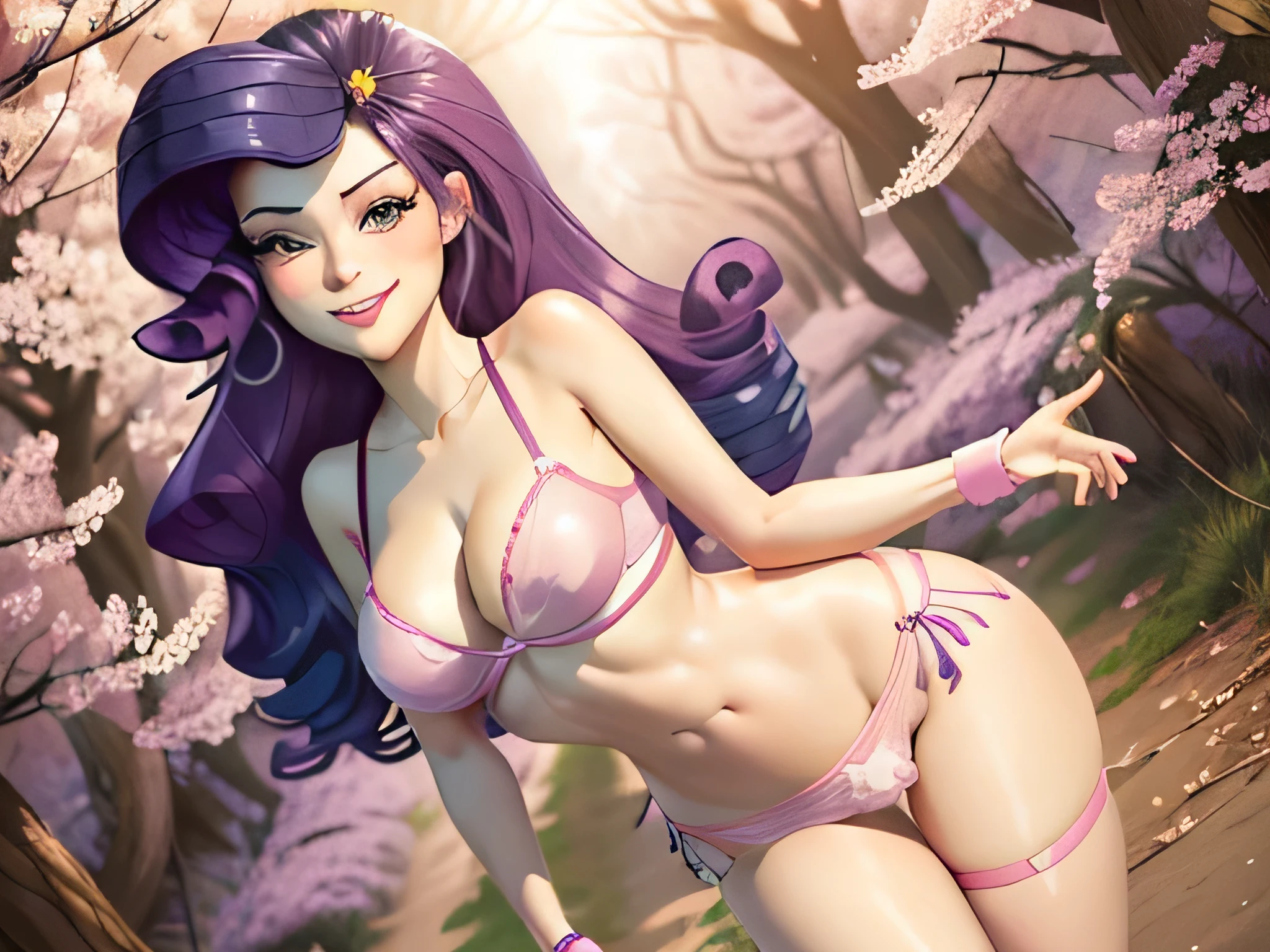 rarity from my little pony ,rarity as a girl , female body , Slender body , wind blowing skirt and hairs , out door , (((walking in cherry tree jungle))) ,(((wear pink white sheer lace bra))) ,sexy pose , erotic , topless , exposed genitals , lust in her face , (((wicked smile))), breasts are visible , wear high heels , wide angles ,pubic hair ,feet , vagina is visible ,naked , nude , full body is visible ,relaxed ,orgasm , (((sexy pose))) , sexy face, bracelets , big breasts , lush breasts , Bulky Breasts , voluminous breasts ,look at to viewer , eye contact, high quality , detailed , wallpaper , realistic , feet are visible ,(((pull her hand inside pantie)))
