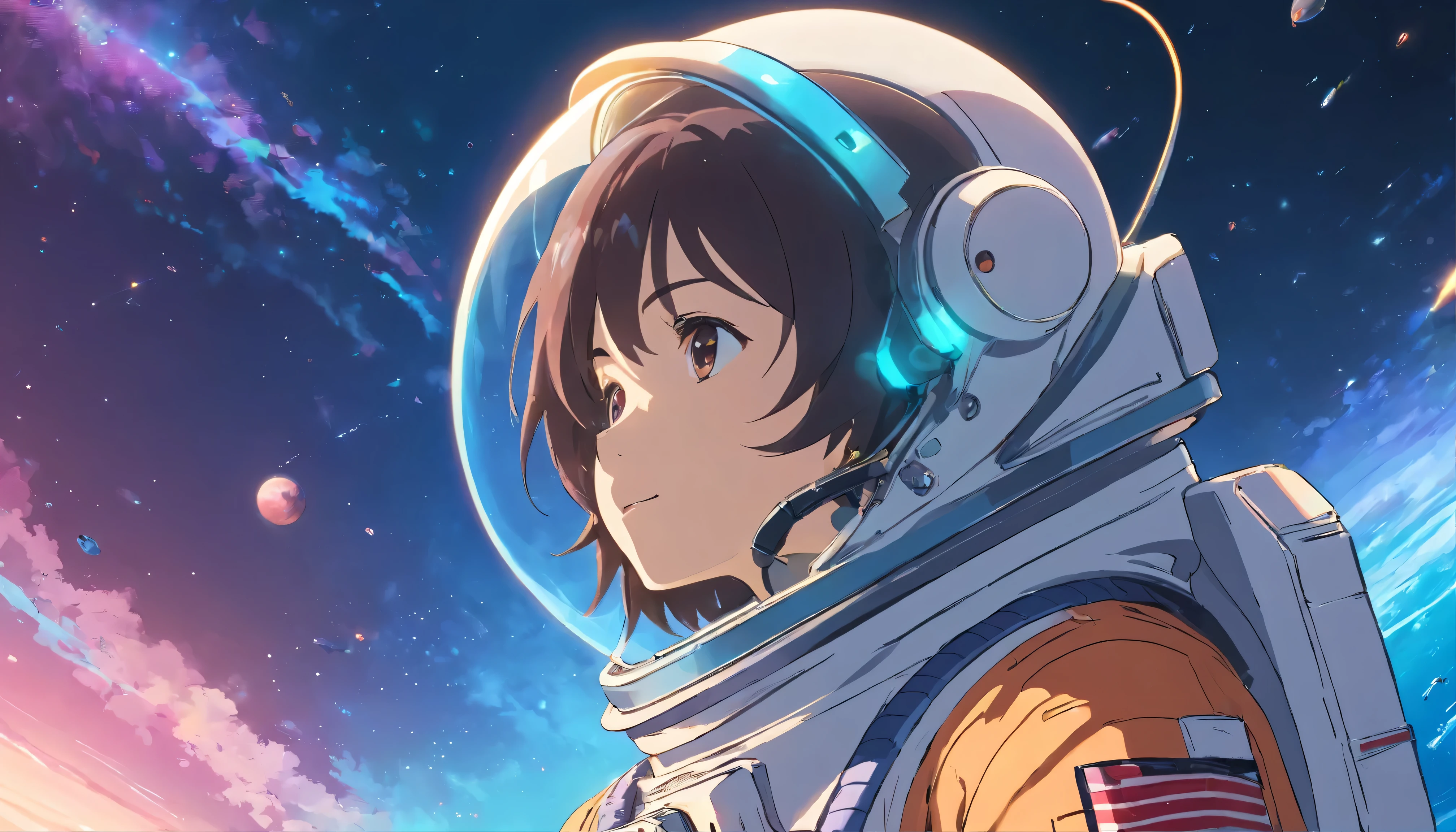 a close up of a person in a space suit with a smoke coming out of his head, portrait of an ai astronaut, astronaut cyberpunk electric, portrait of an astronaut, futuristic astronaut, dusty space suit, creepy astronaut, astronaut, vaporwave sci - fi, astronaut lost in liminal space, portrait of astronaut, tokusatsu suit vaporwave, spacesuit