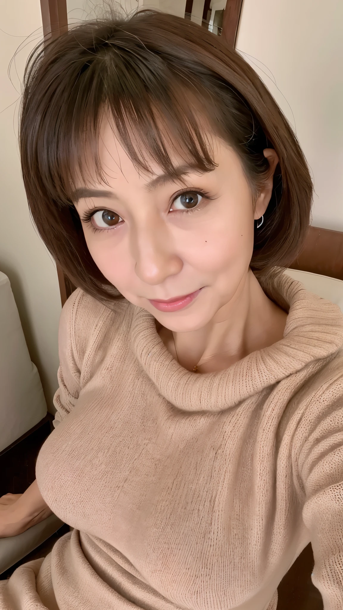 highest quality, women pictures, sexy, mature, 65 years old,, Japanese, Brunette short hair with messy ears, round  face, mega big breasts, Wearing knitwear, tight clothes, saggy breasts, no makeup, double big eyes, big nose, housewife, waiting cum, cream pie, ticker , Wrinkled face, old mother, Erect huge nipples, POV, semen, round baby face, wide forehead, wrinkles around the eyes, baby face, beige good, tight clothes, Vulture&#39;s nose, Slutty, tired face, old face, lewd woman, black eyes, I want to have sex with you, facial wrinkles, baby faceの老婦人, clear eyes, dimple, mature woman, lace underwear, ordinary mature woman, rough skin, loose skin, Long eyes next to the cut length, small face