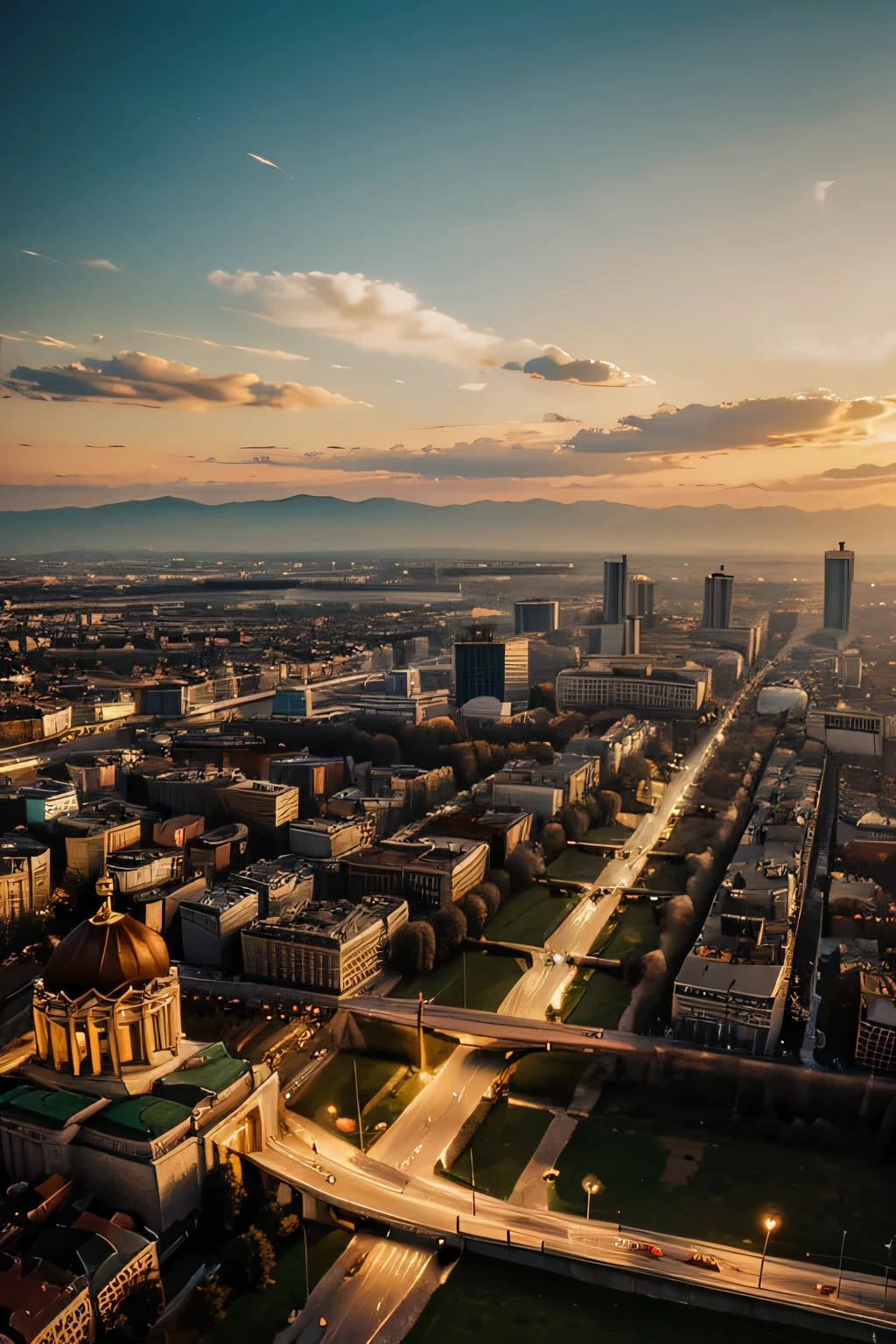The capital of Bulgaria Sofia city, golden hour, cinematic lighting, photo realistic